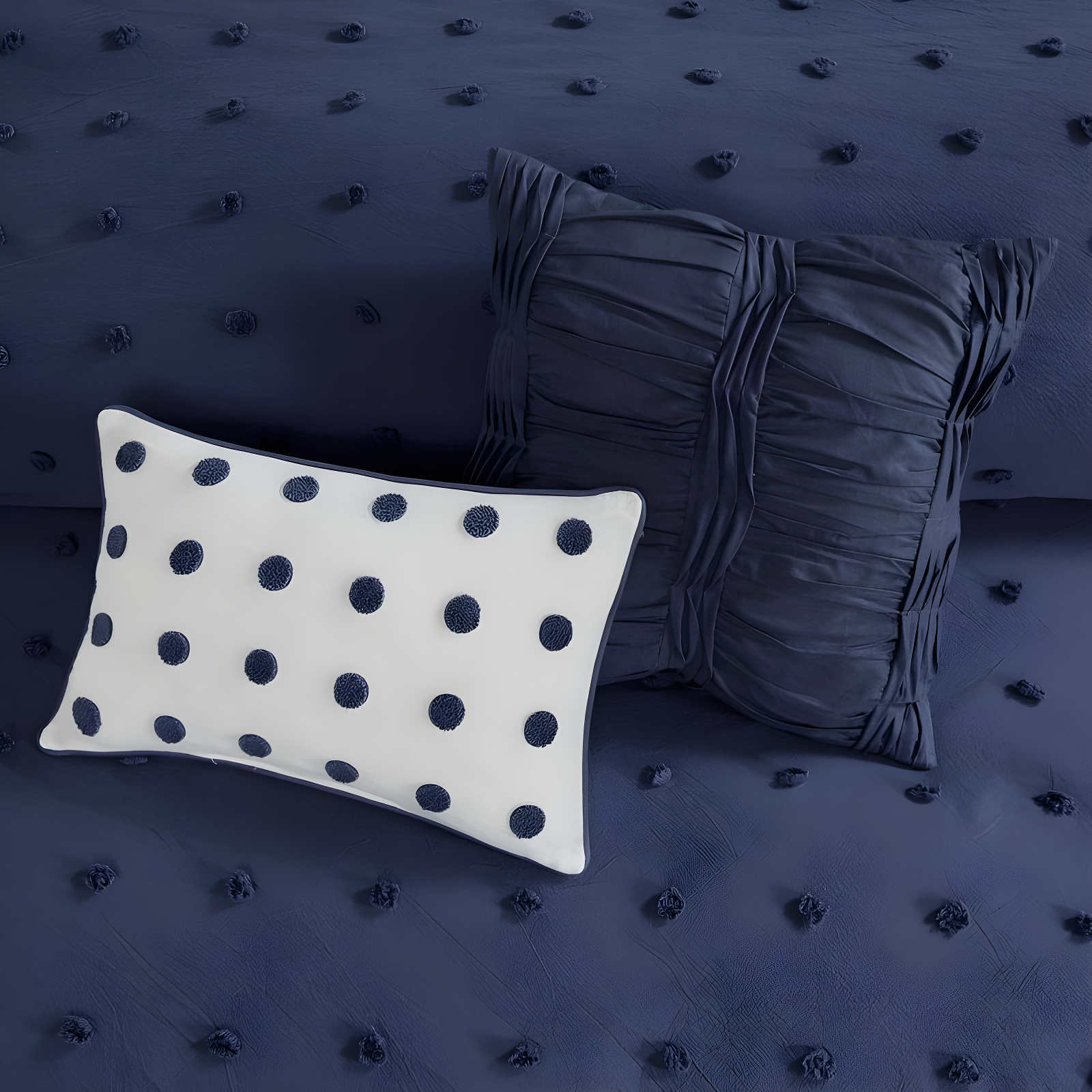 Brooklyn Cotton Jacquard Duvet Cover Set with Euro Shams and Throw Pillows