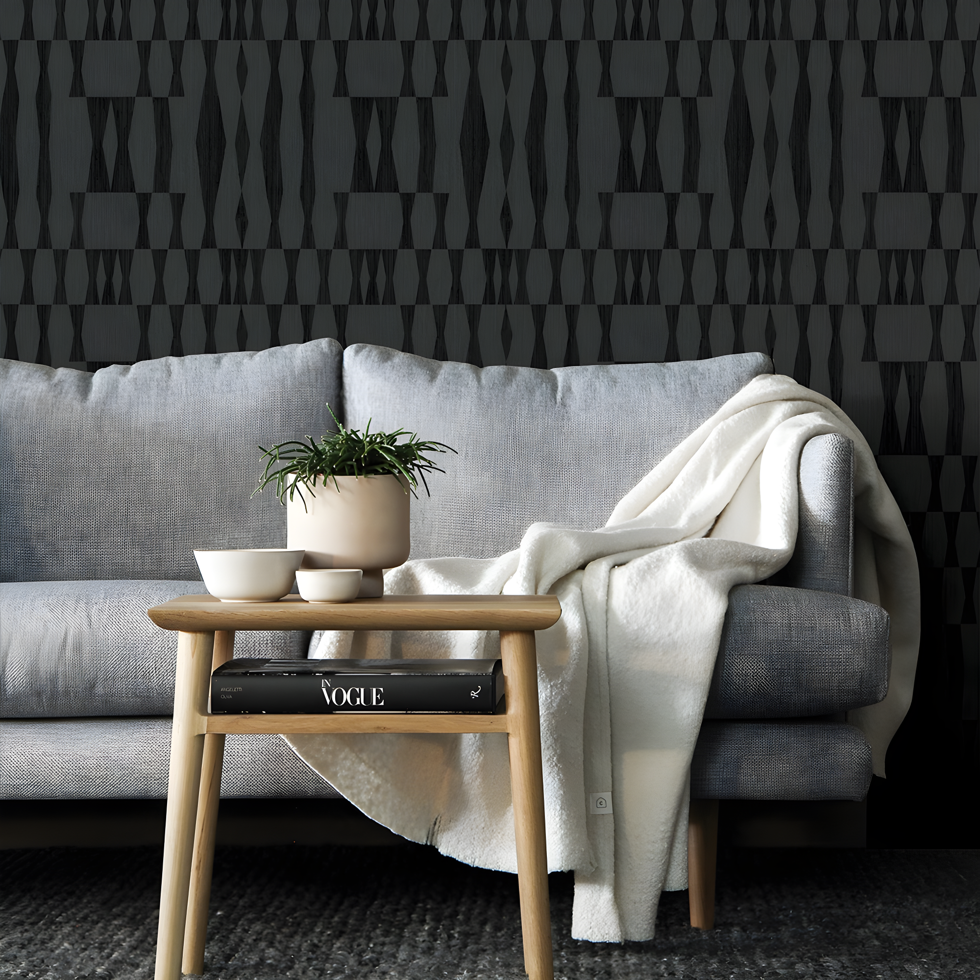 Mirin Peel + Stick Wallpaper - Textured Carbon