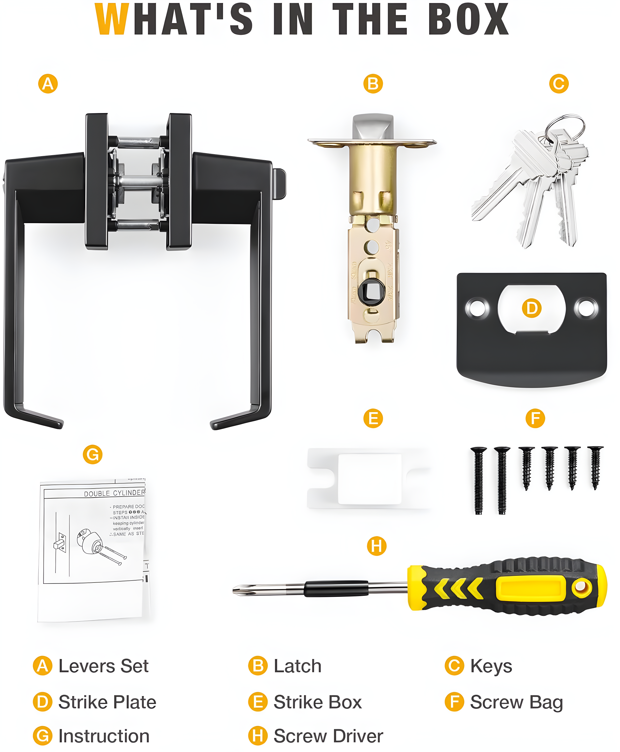 Front Door Handle and Deadbolt Set, Matte Black Exterior Door Lock Set with Deadbolt, Front Door Handles and Locks (2 Pack)