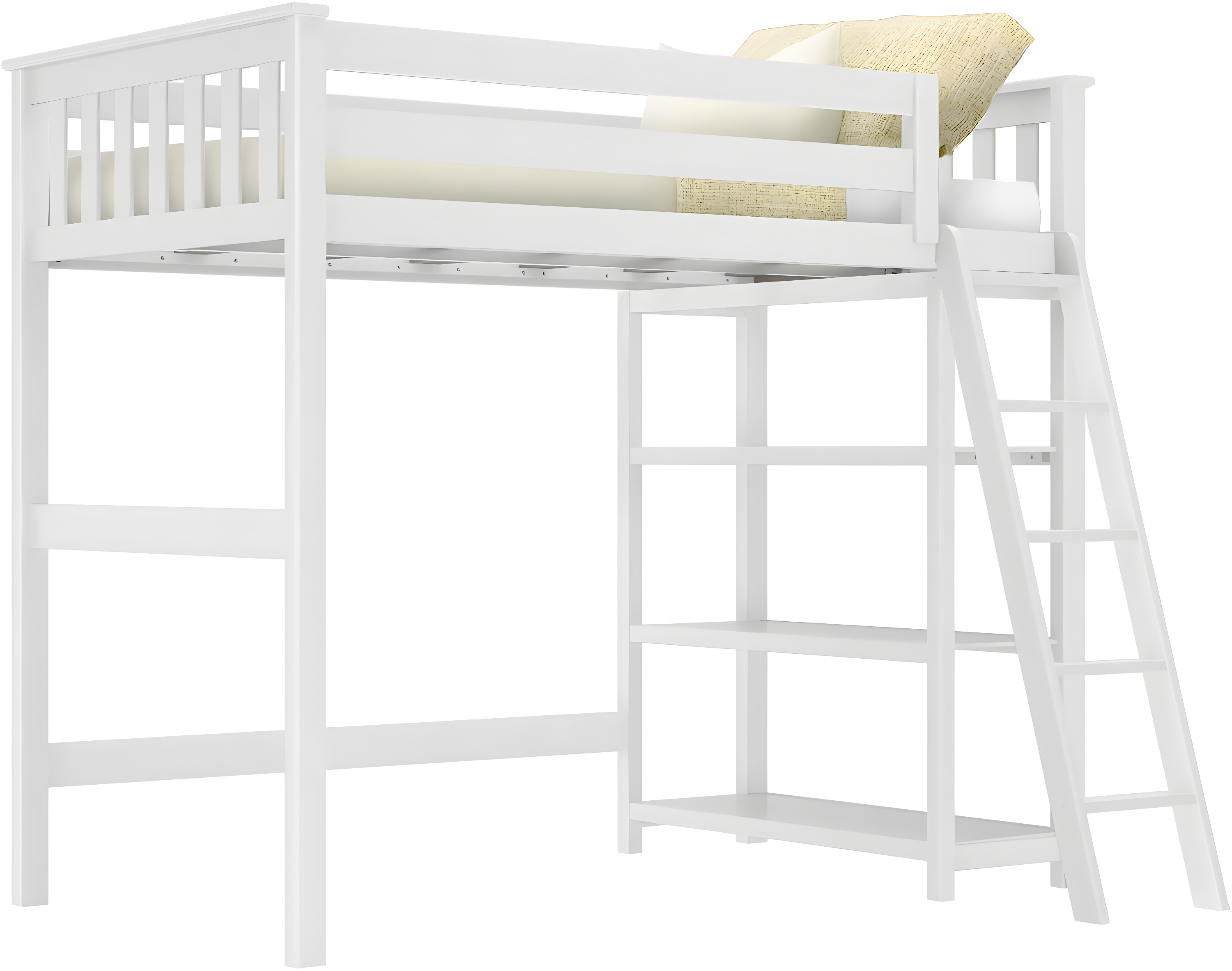 Forbes Twin Pine Loft Bed with Shelves