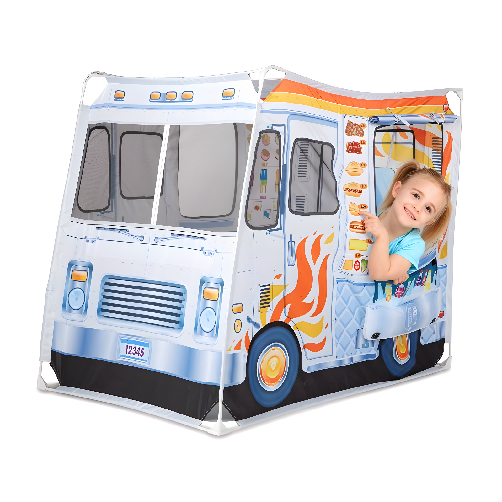 Melissa & Doug Fabric Double-Sided Food Truck Play Tent - Ice Cream And BBQ