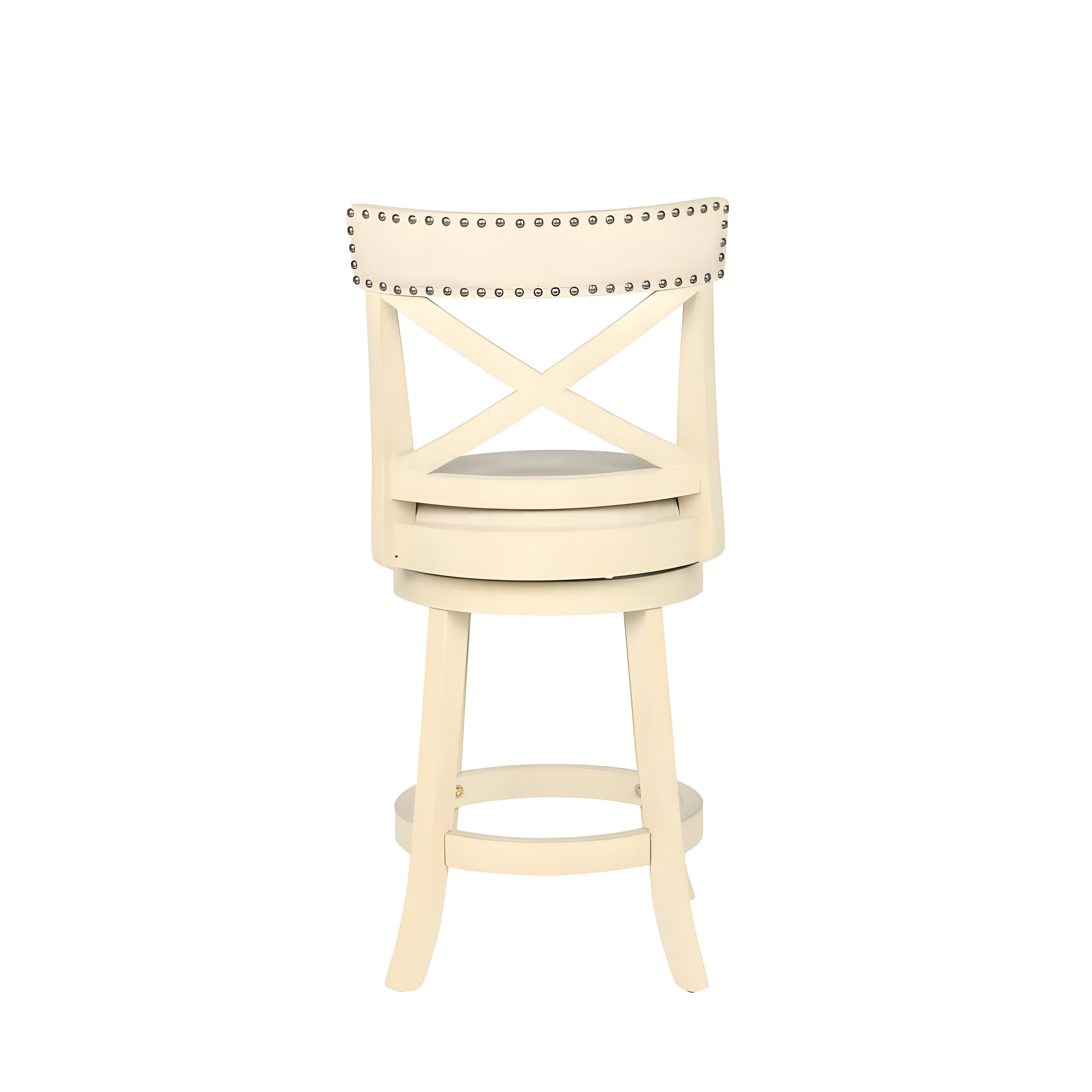 New Classic Furniture York 24" Wood Counter Stool with Fabric Seat in Ant White