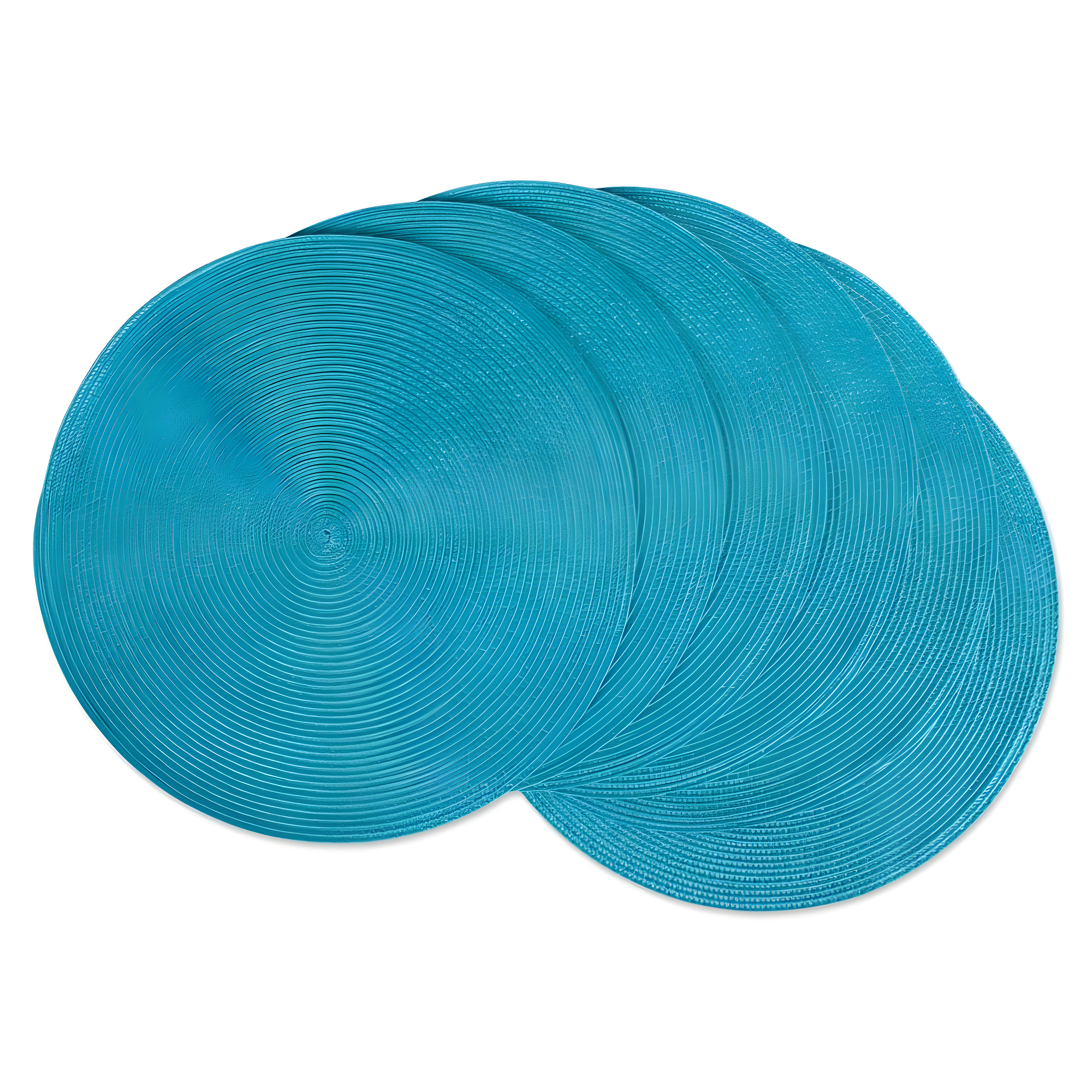 Aqua Woven Round Placemats Set of 6, 14.75"
