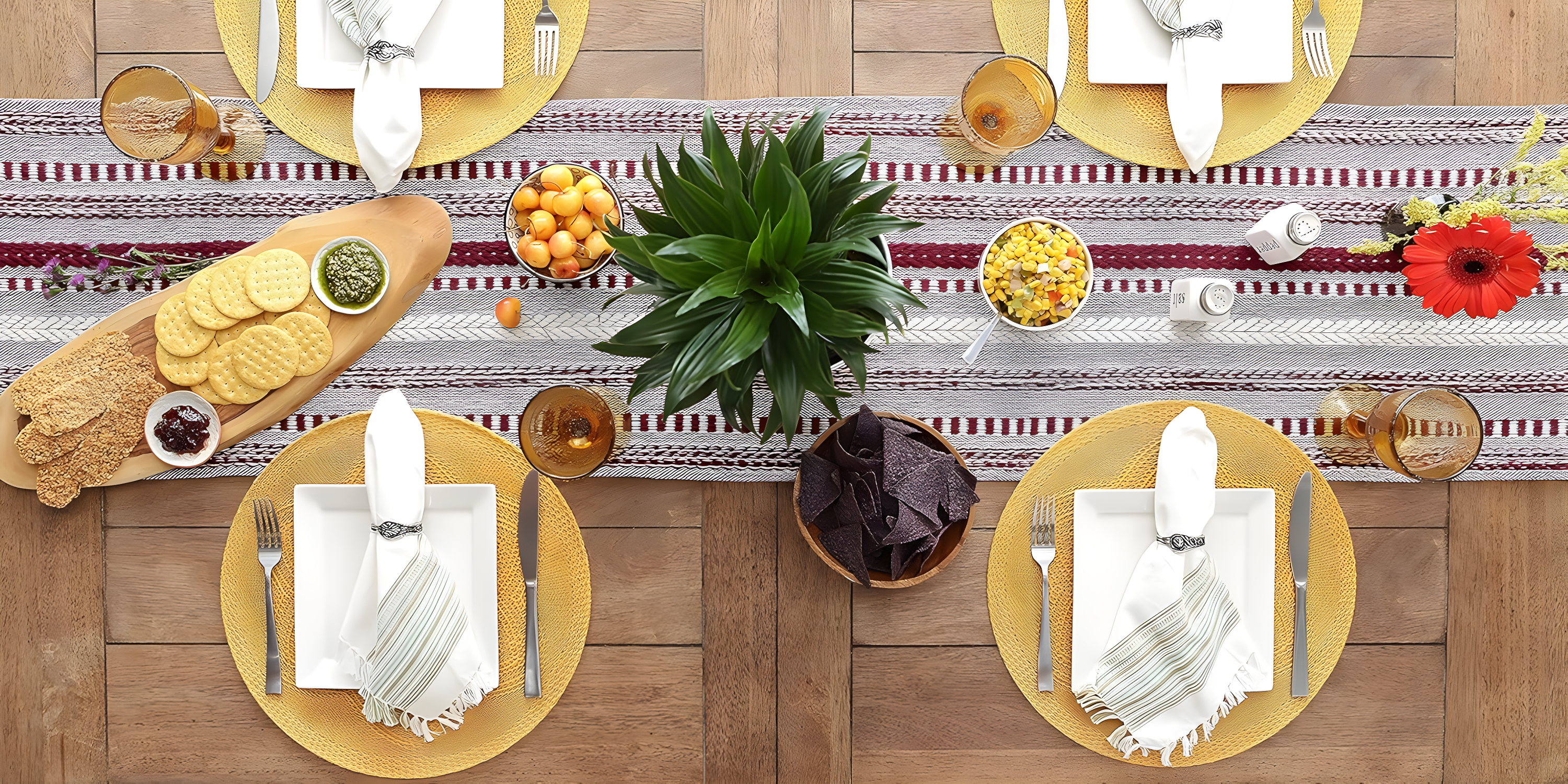 DII Wine Braided Stripe Table Runner 15x108