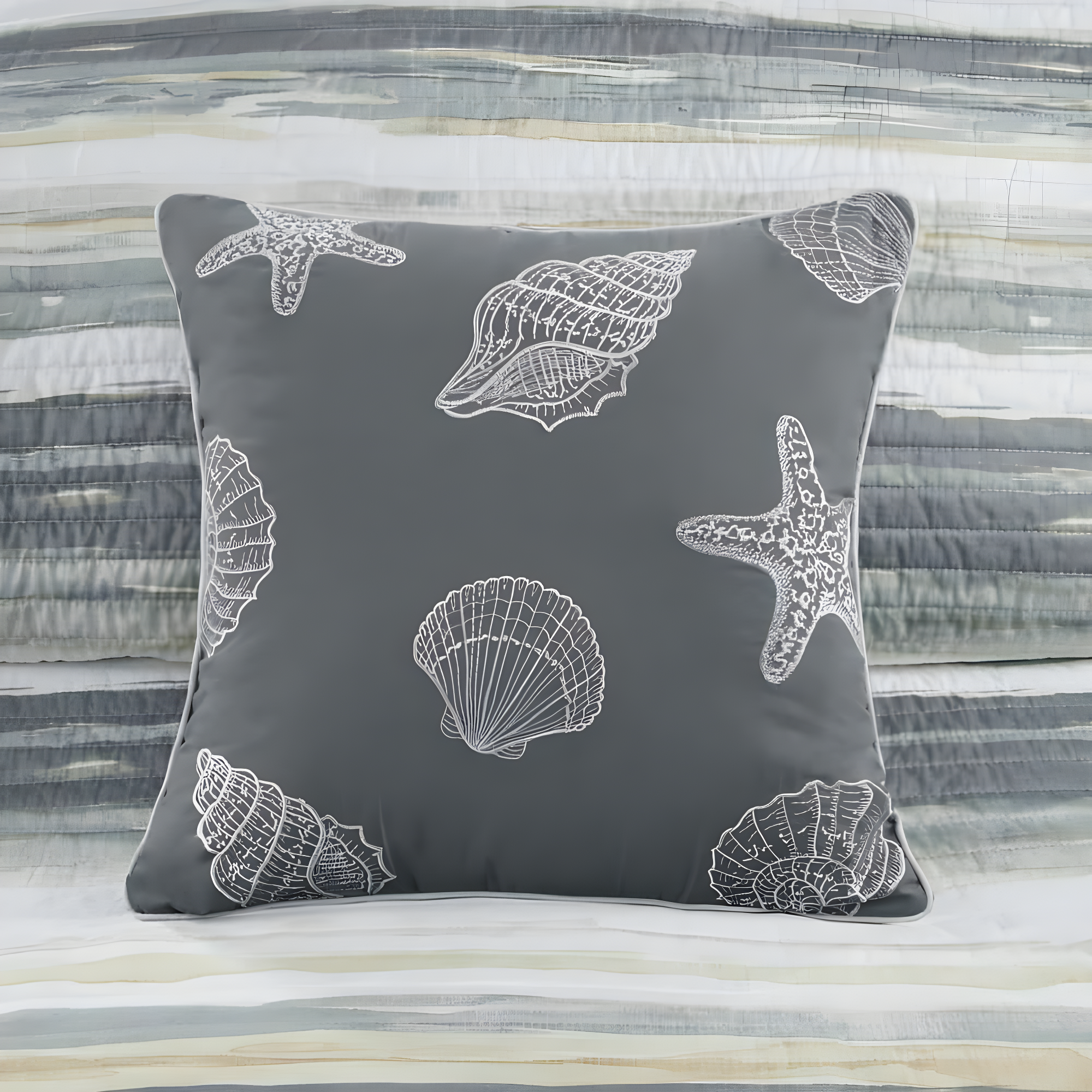 Marina 6 Piece Printed Quilt Set with Throw Pillows