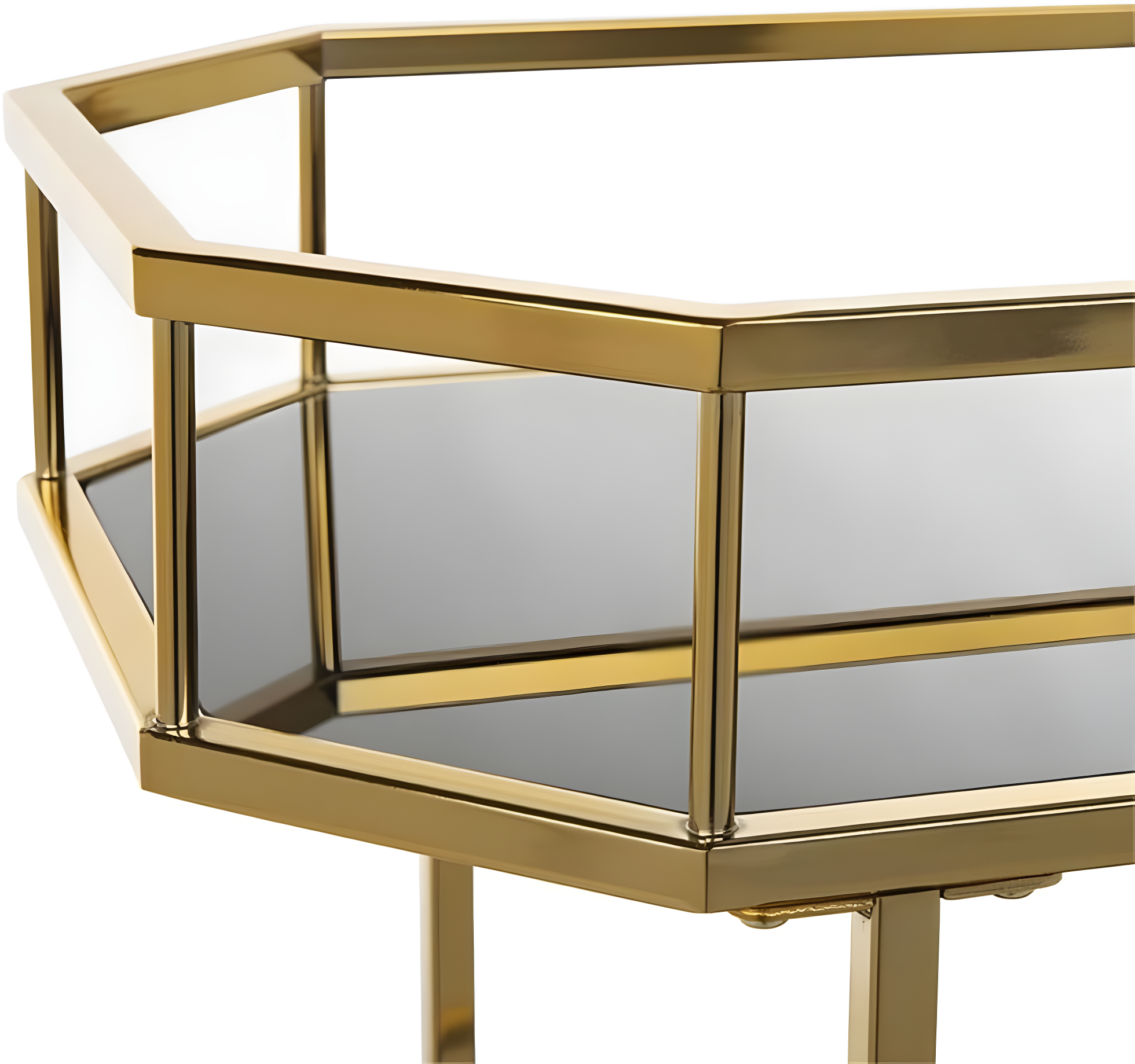 Silva 2 Tier Octagon Bar Cart - BCT8004C - Brass/Black - Safavieh