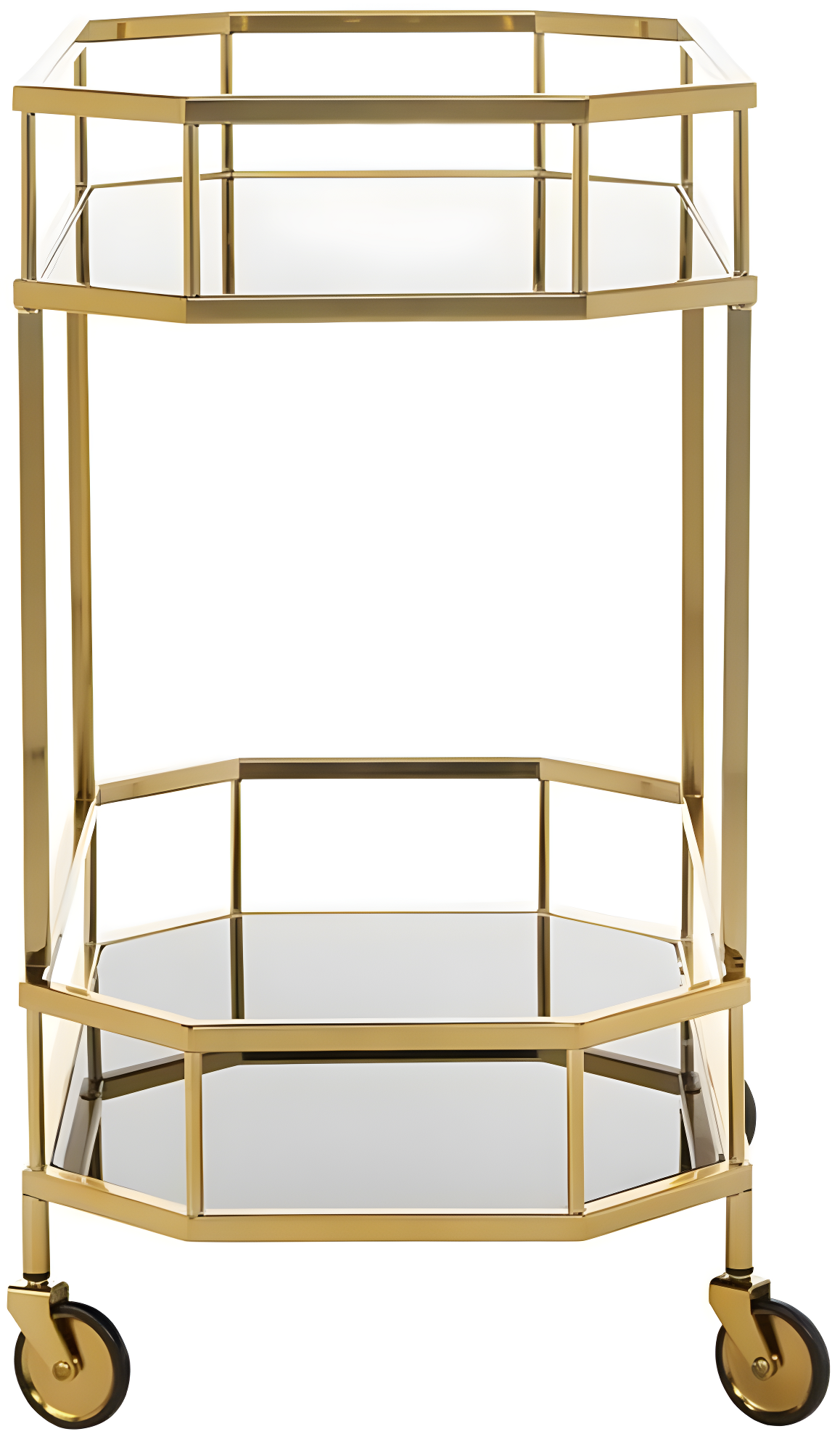 Silva 2 Tier Octagon Bar Cart - BCT8004C - Brass/Black - Safavieh