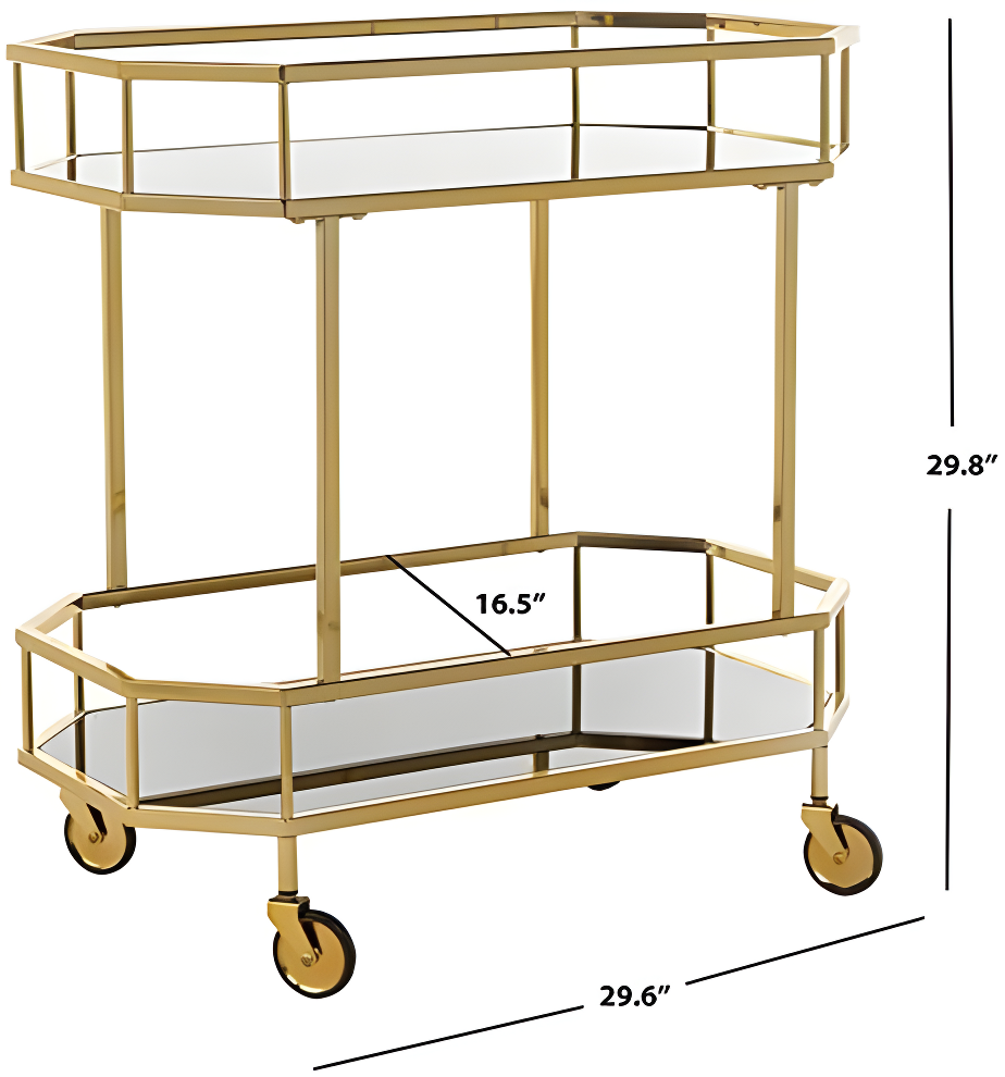 Silva 2 Tier Octagon Bar Cart - BCT8004C - Brass/Black - Safavieh