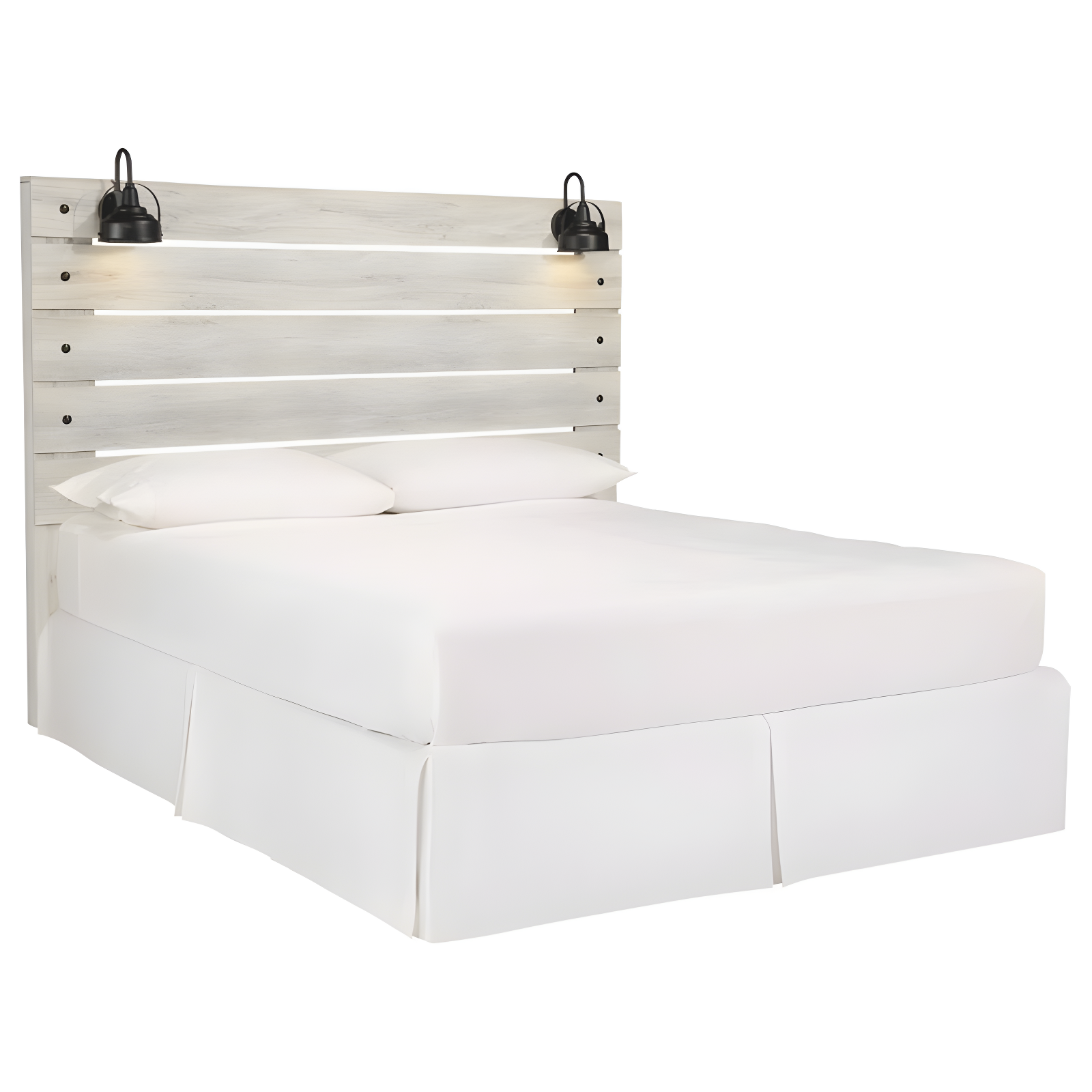 Signature Design by Ashley King Cambeck Panel Headboard White: Traditional Style, Laminated Finish, USB Port