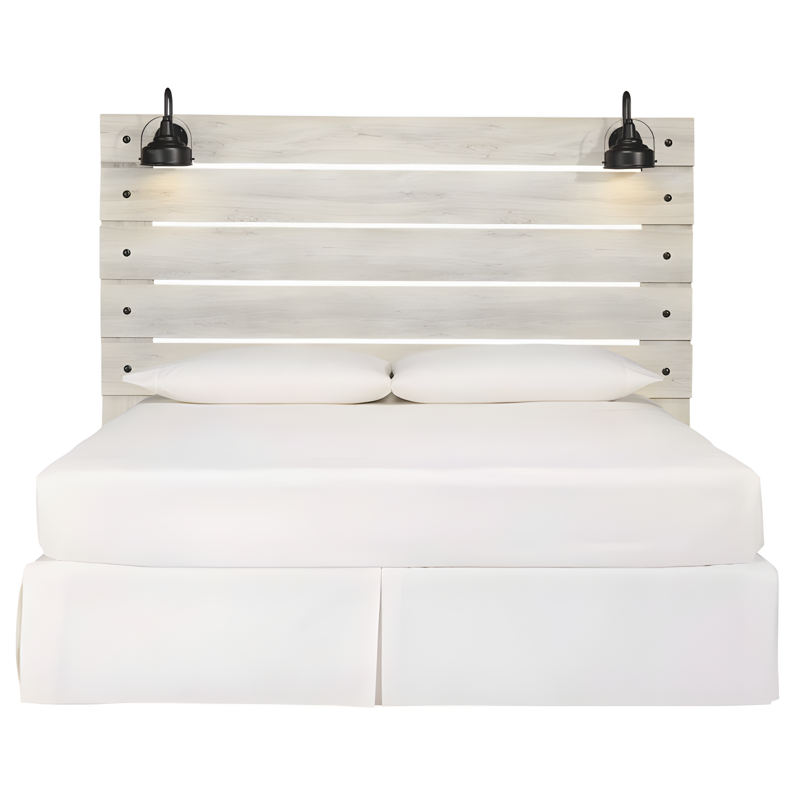 Signature Design by Ashley King Cambeck Panel Headboard White: Traditional Style, Laminated Finish, USB Port