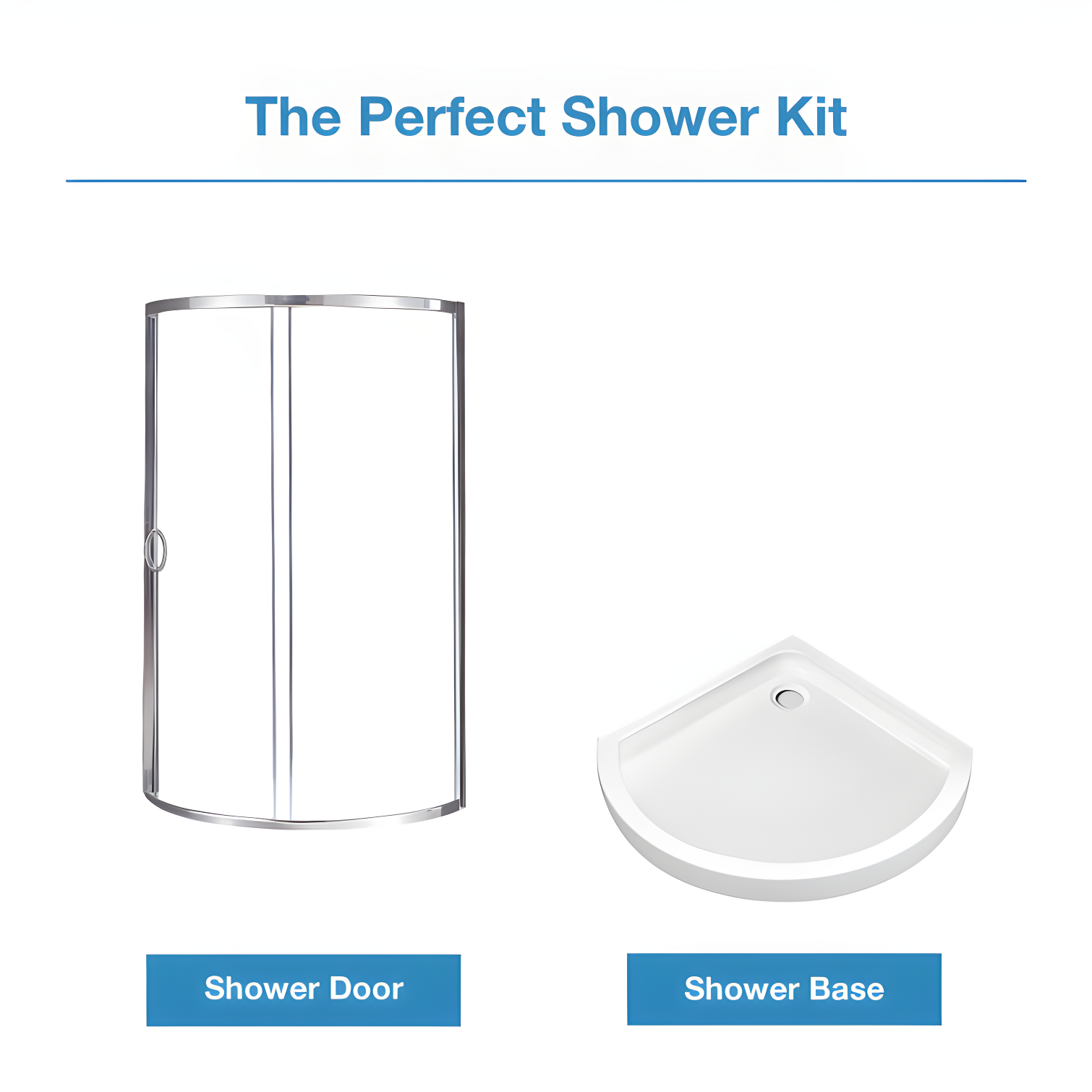 OVE Decors Breeze Premium 33 in. Framed Round Shower Kit w/ Clear Glass, Base