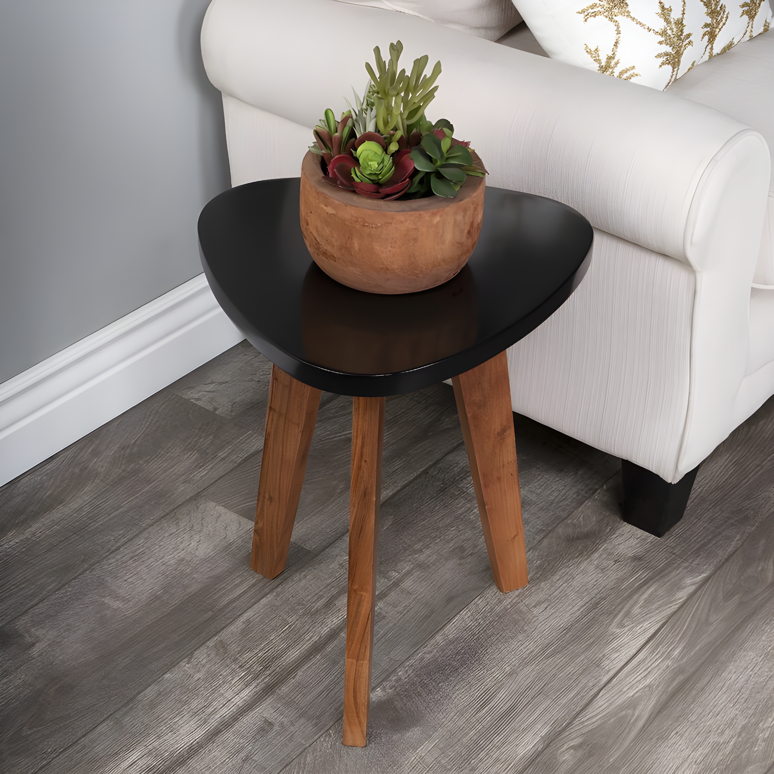 Butler Chula Vista Contempoary Bunching Table with 3 Angled Acacia Wood Legs - Black