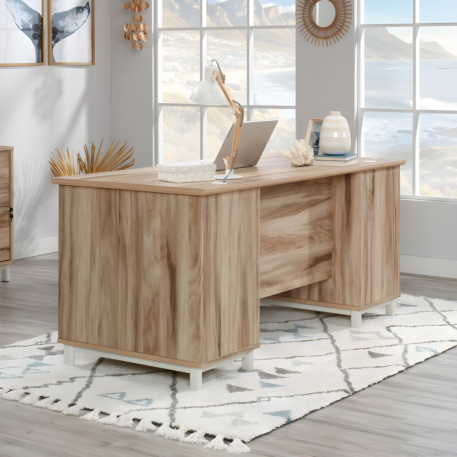 Portage Park Executive Desk Kiln Acacia - Sauder