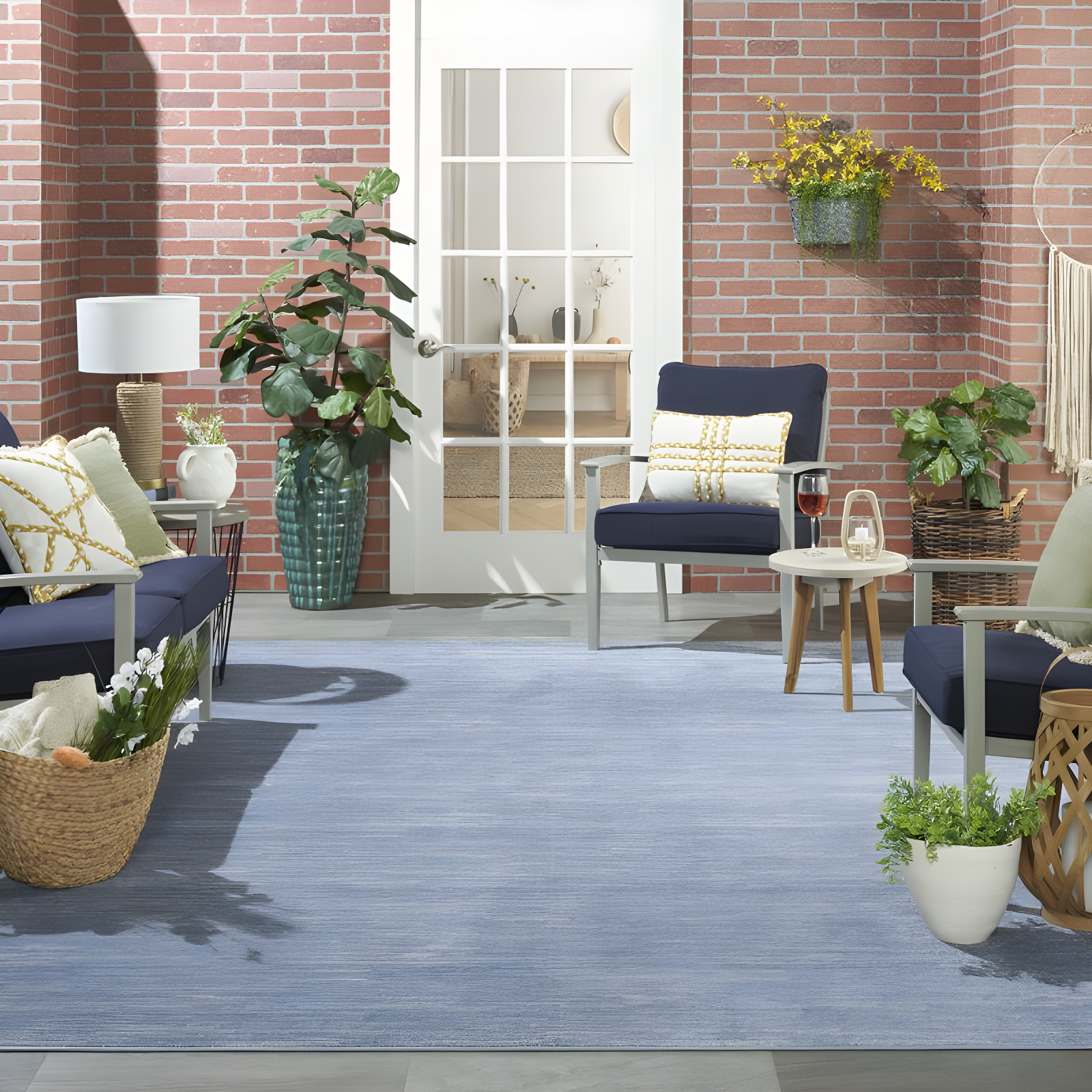 Nourison Nourison Essentials NRE01 Indoor/outdoor Area Rug - Blue/Grey 10' x 14'