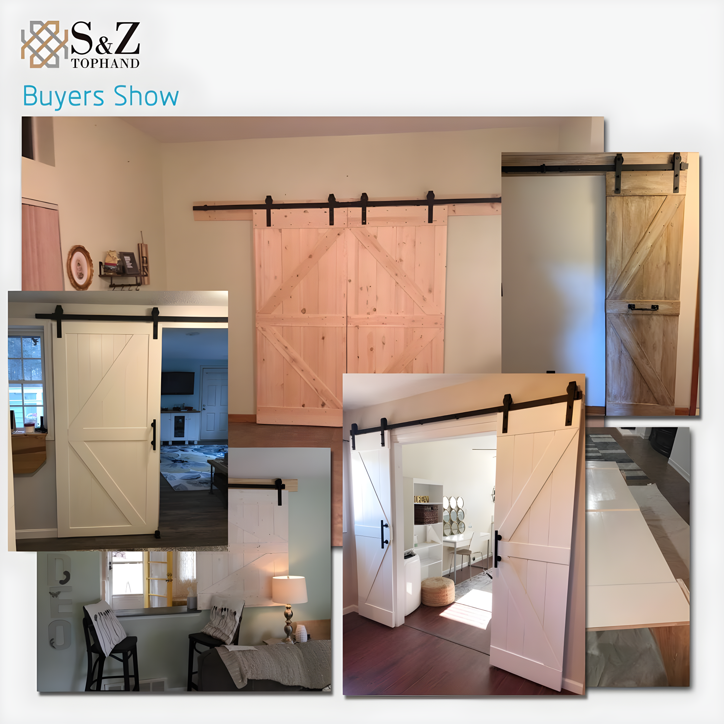 S&Z TOPHAND Barn Door, Unfinished British Brace Barn Door/Country Style/Solid Wood/Sliding Door/Durable
