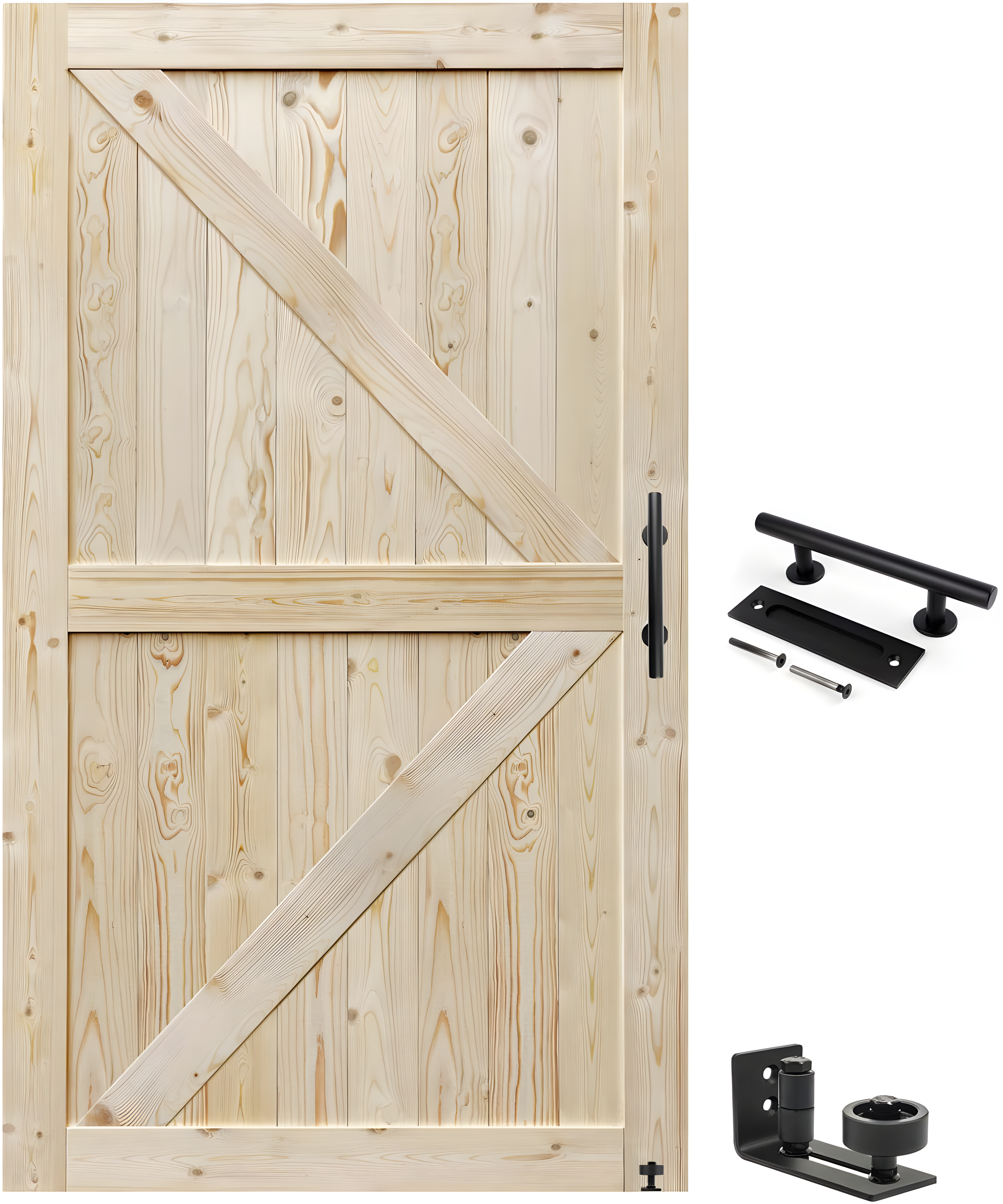 S&Z TOPHAND Barn Door, Unfinished British Brace Barn Door/Country Style/Solid Wood/Sliding Door/Durable