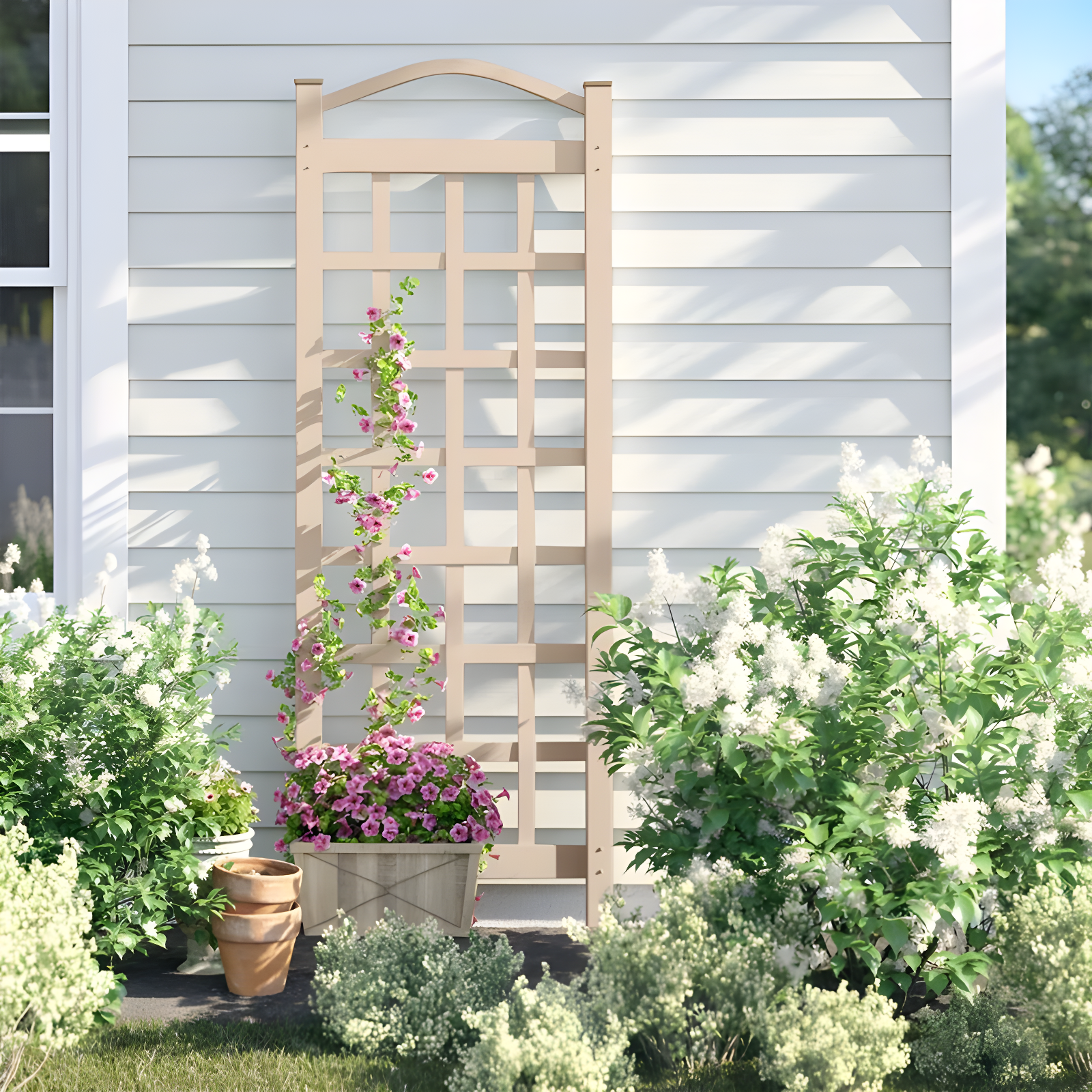 Dura-Trel Cambridge 28 x 75 Inch PVC Vinyl Outdoor Garden Patio Trellis