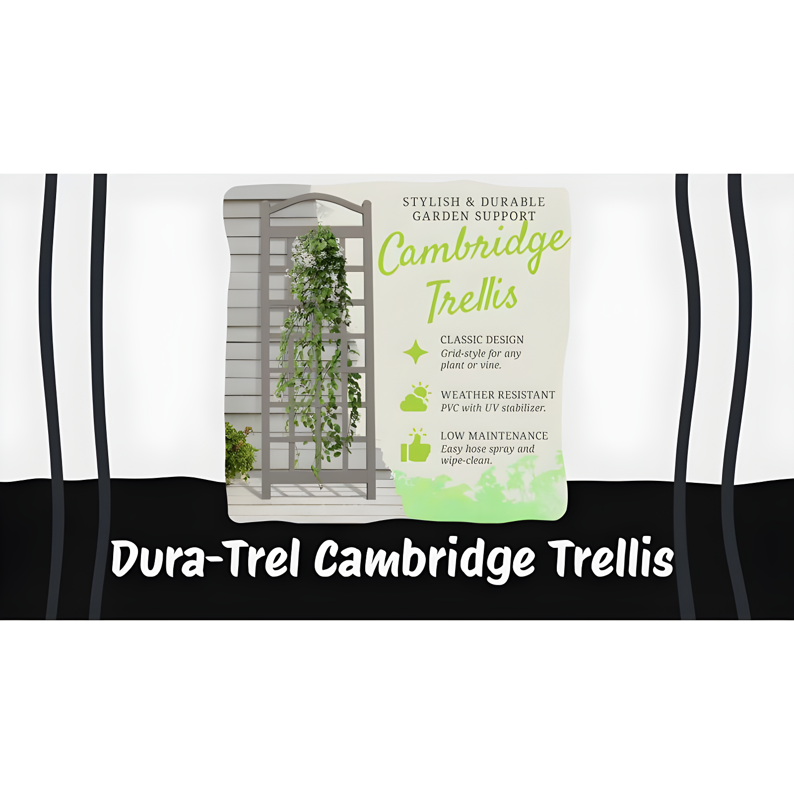 Dura-Trel Cambridge 28 x 75 Inch PVC Vinyl Outdoor Garden Patio Trellis
