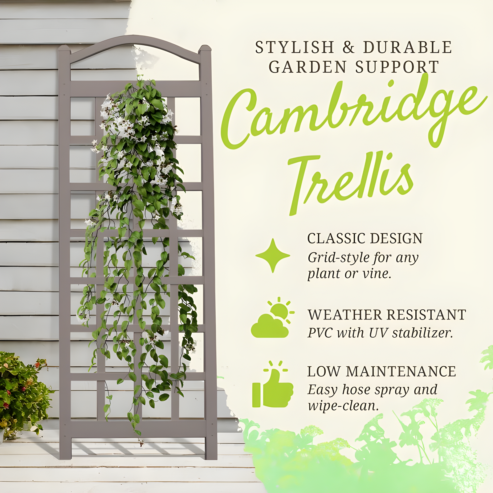 Dura-Trel Cambridge 28 x 75 Inch PVC Vinyl Outdoor Garden Patio Trellis