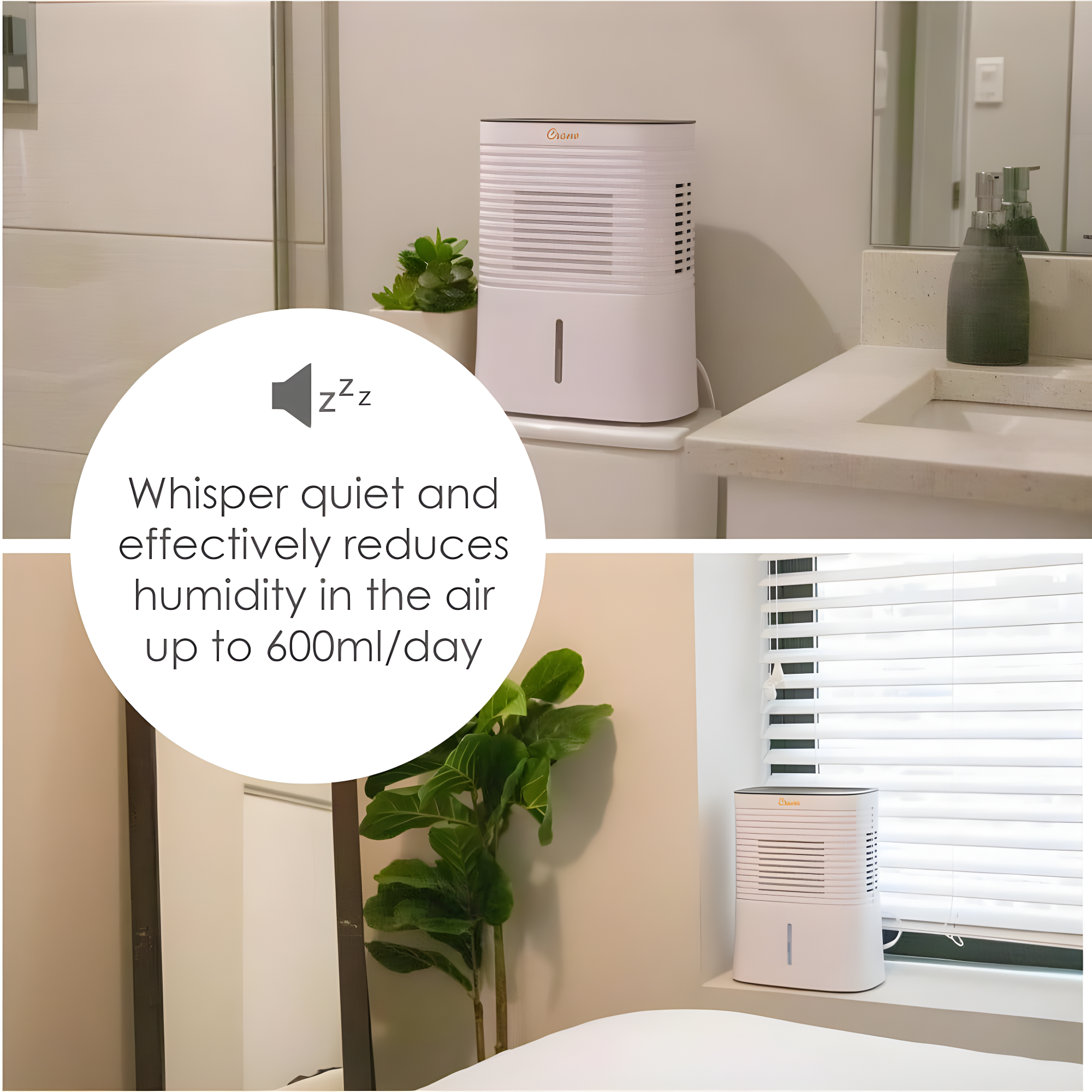 Crane 4 Pint Compact Portable Dehumidifier with 2 Settings for Small to Medium Rooms up to 300 sq. ft.