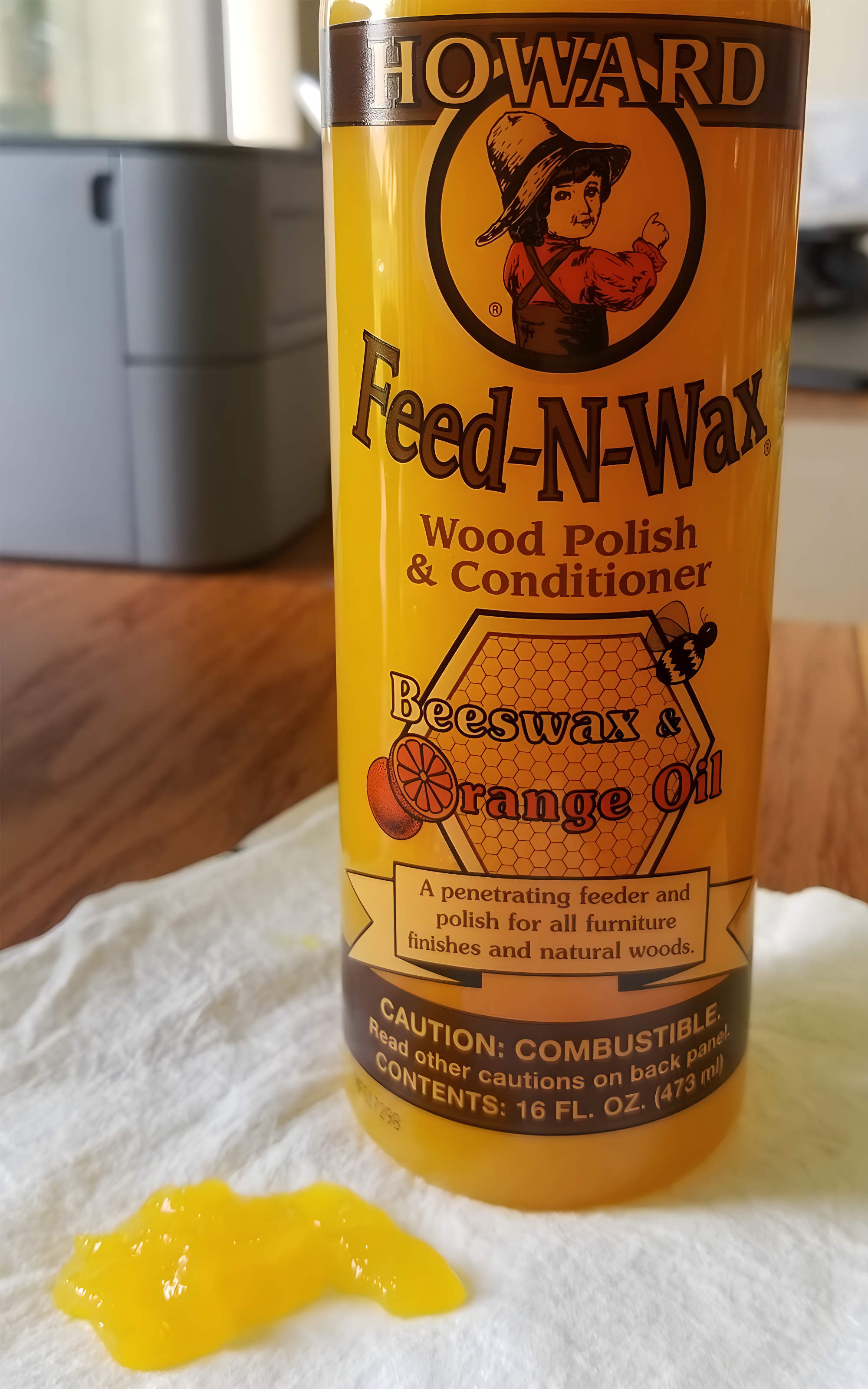 Howard Feed-N-Wax Orange Scent Wood Protector 16 oz Gel
