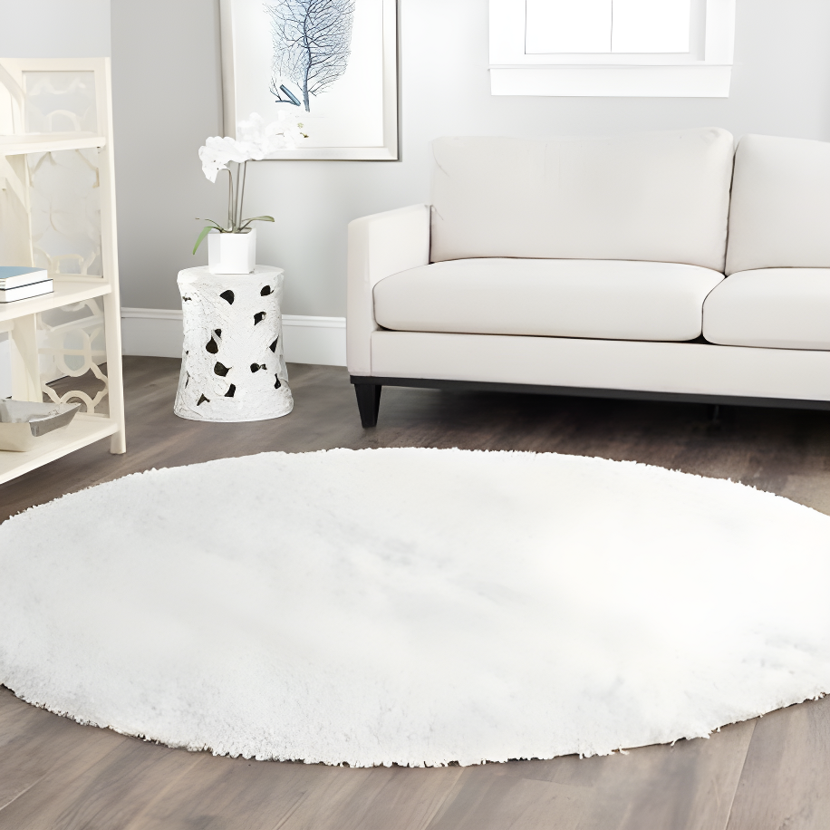 Shag SG151 Power Loomed Indoor Area Rug - White - 4'x4' - Safavieh.