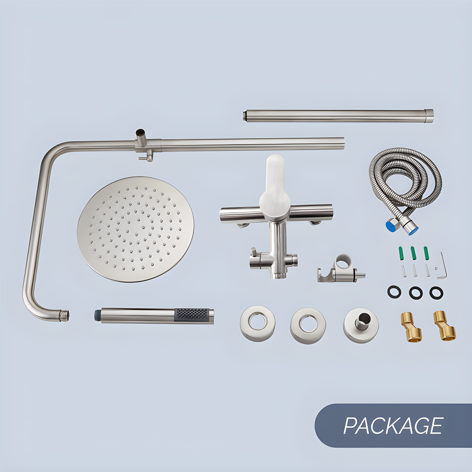 Liria Wall Mount Brushed Stainless Steel Dual Function Outdoor Shower