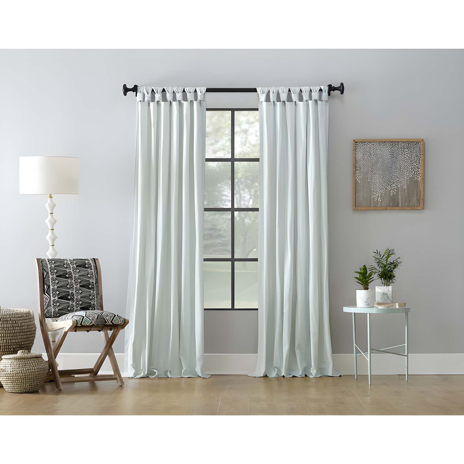 52"x95" Archaeo Light Filtering Washed Cotton Twist Tab Curtain Panel Green: Modern Window Treatment, Indoor Use