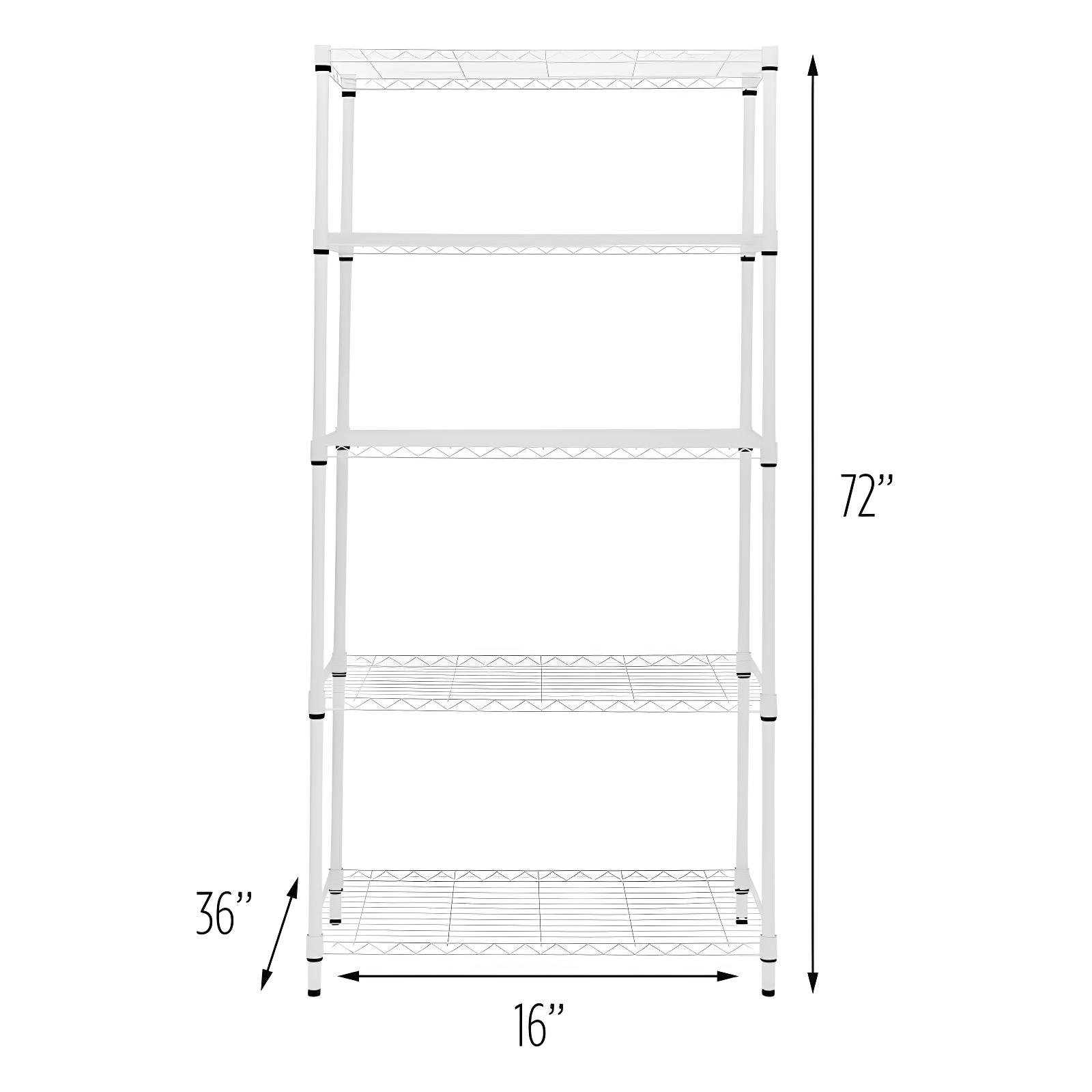Honey Can Do 5-Tier Metal Height-Adjustable Shelving Unit (36" W X 72" H x 16" D)