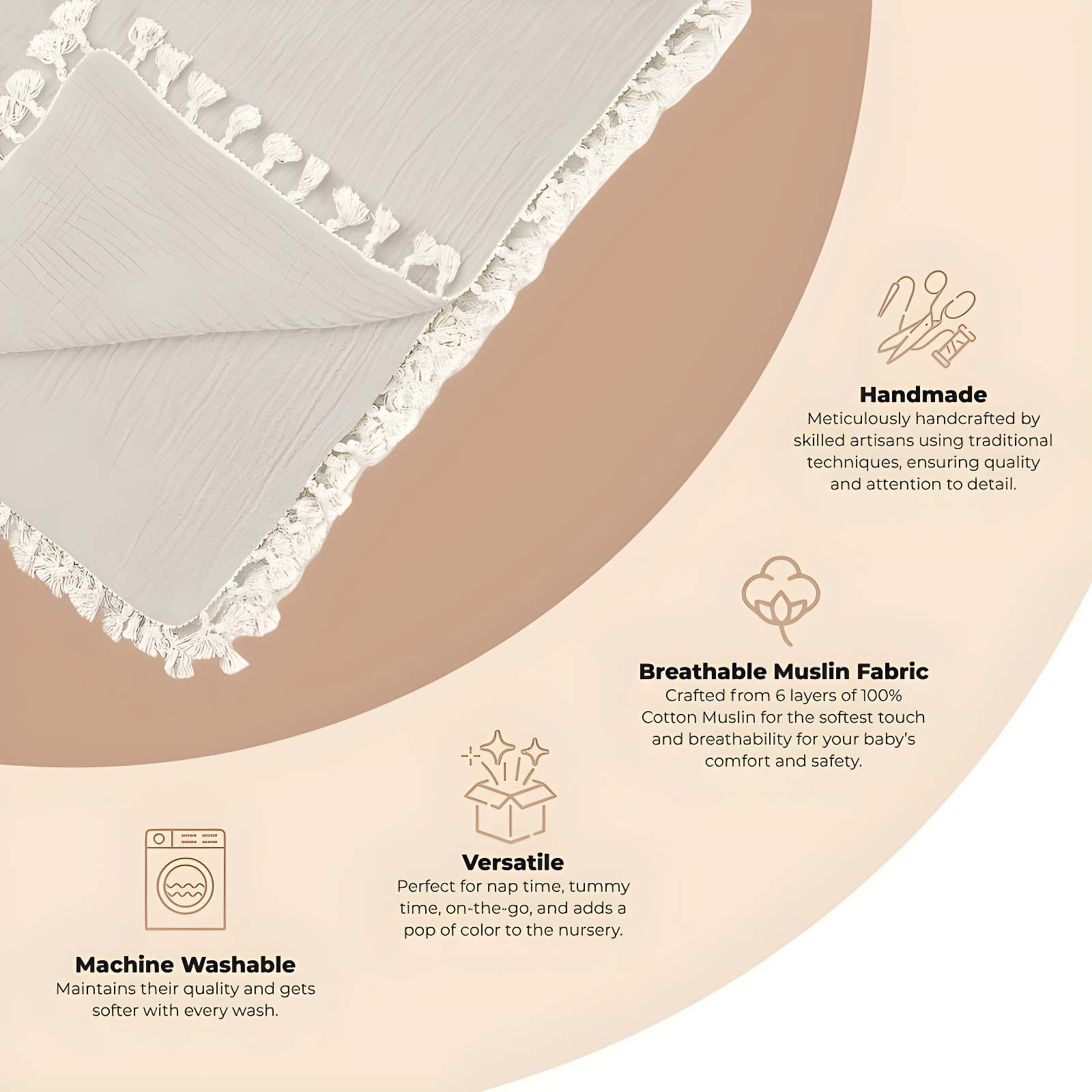 6-Layer 100% Cotton Muslin Baby Blanket, 30"x40", For Baby Nursery or Stroller by Crane Baby