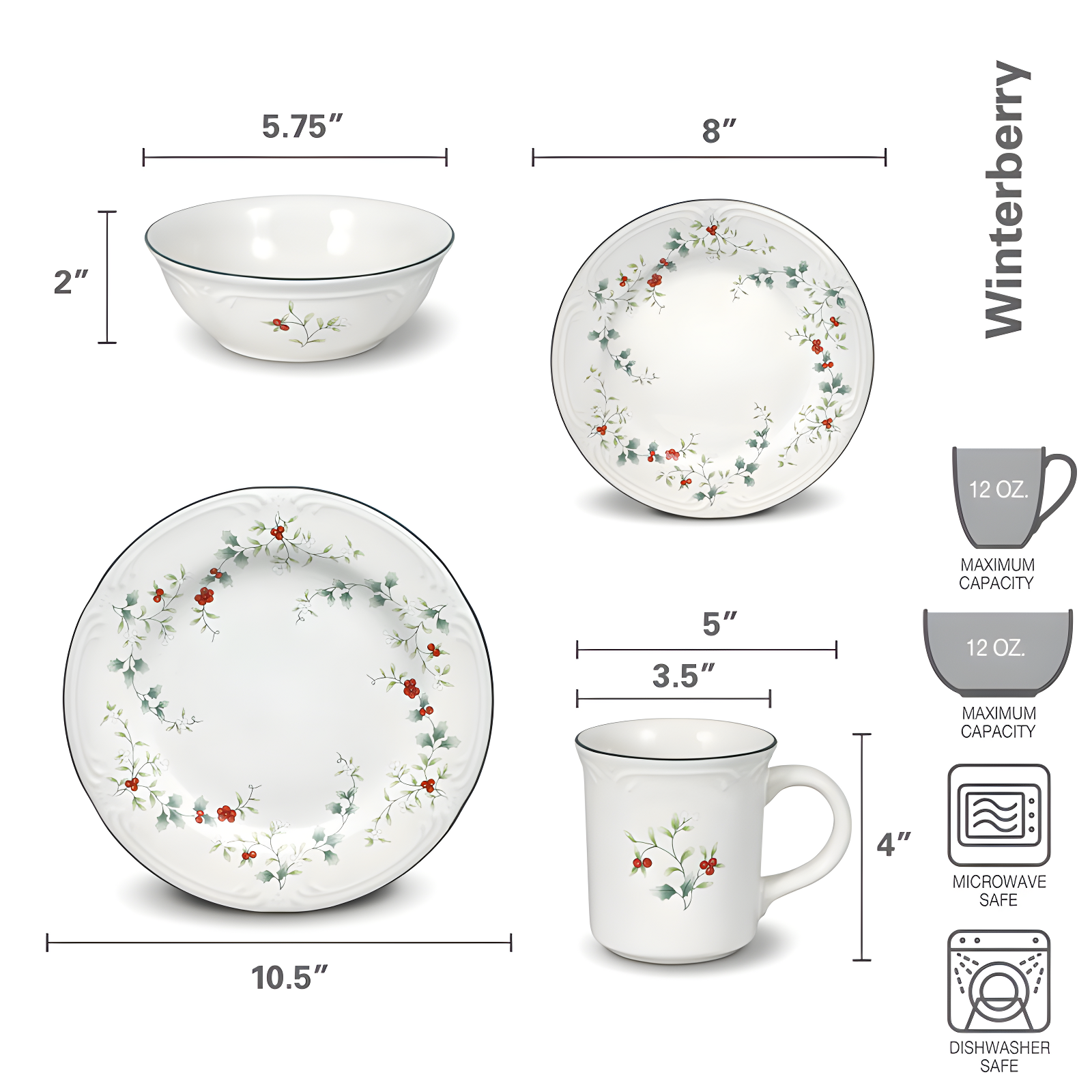 Pfaltzgraff Pfaltzgraff Winterberry 16-Piece Dinnerware Set, Service for 4