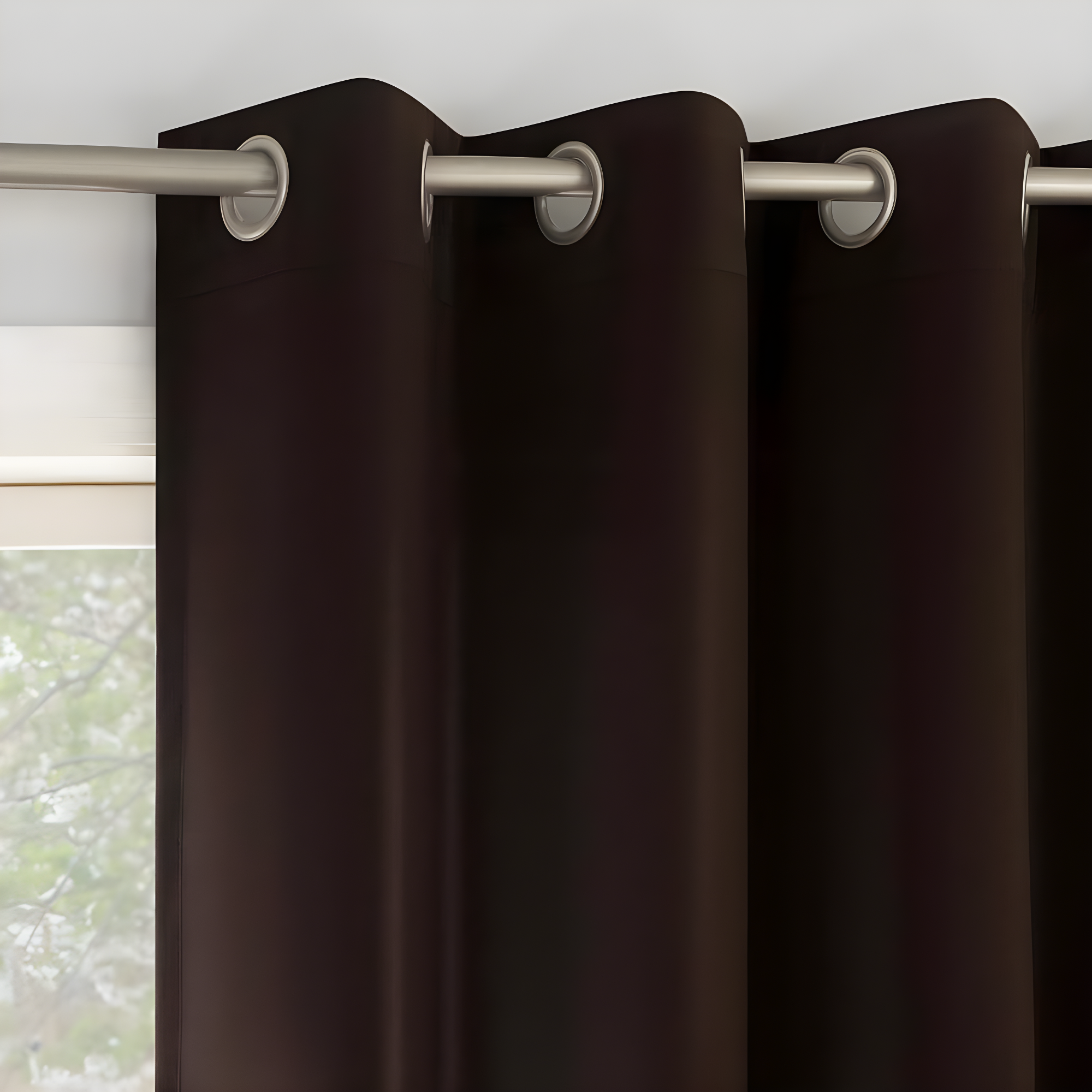 2pc 54"x63" No. 918 Room Darkening Brandon Magnetic Closure Grommet Curtain Panel Pair Chocolate Brown: Energy Efficient, Noise Reduction