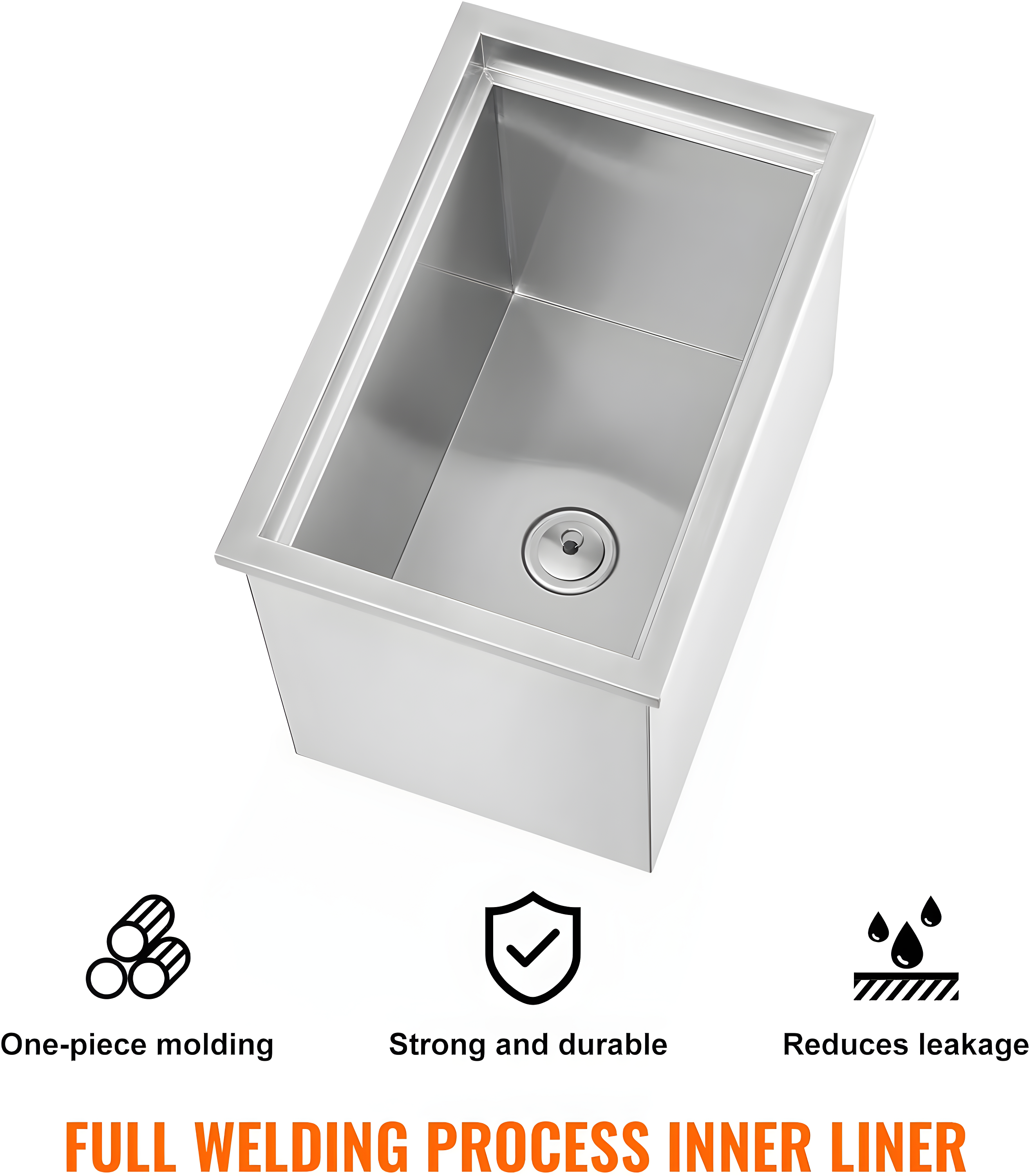 VEVOR 28.5Quart Drop in Ice Chest Ice Cooler Ice Bin Stainless Steel 18"x12"x15"