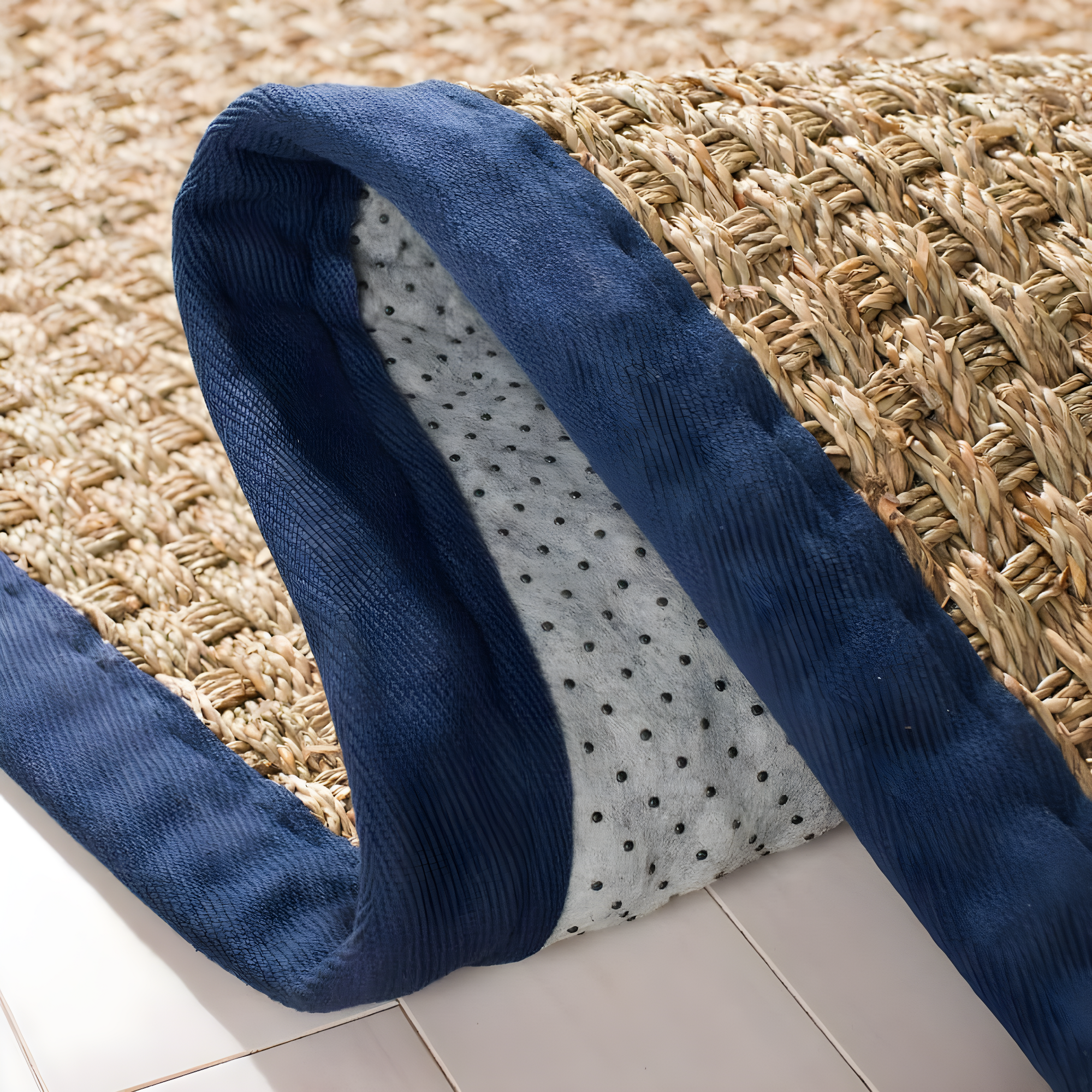 SAFAVIEH Natural Fiber Arbor Border Area Rug, Natural/Blue, 9' x 12'