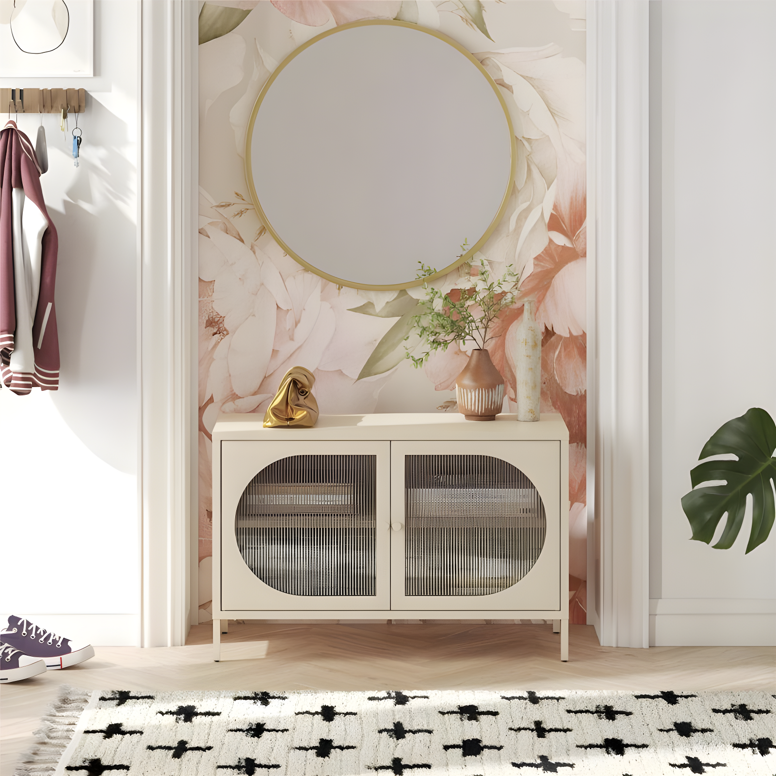 Luna 25.2'' Tall Accent Cabinet with Fluted Glass