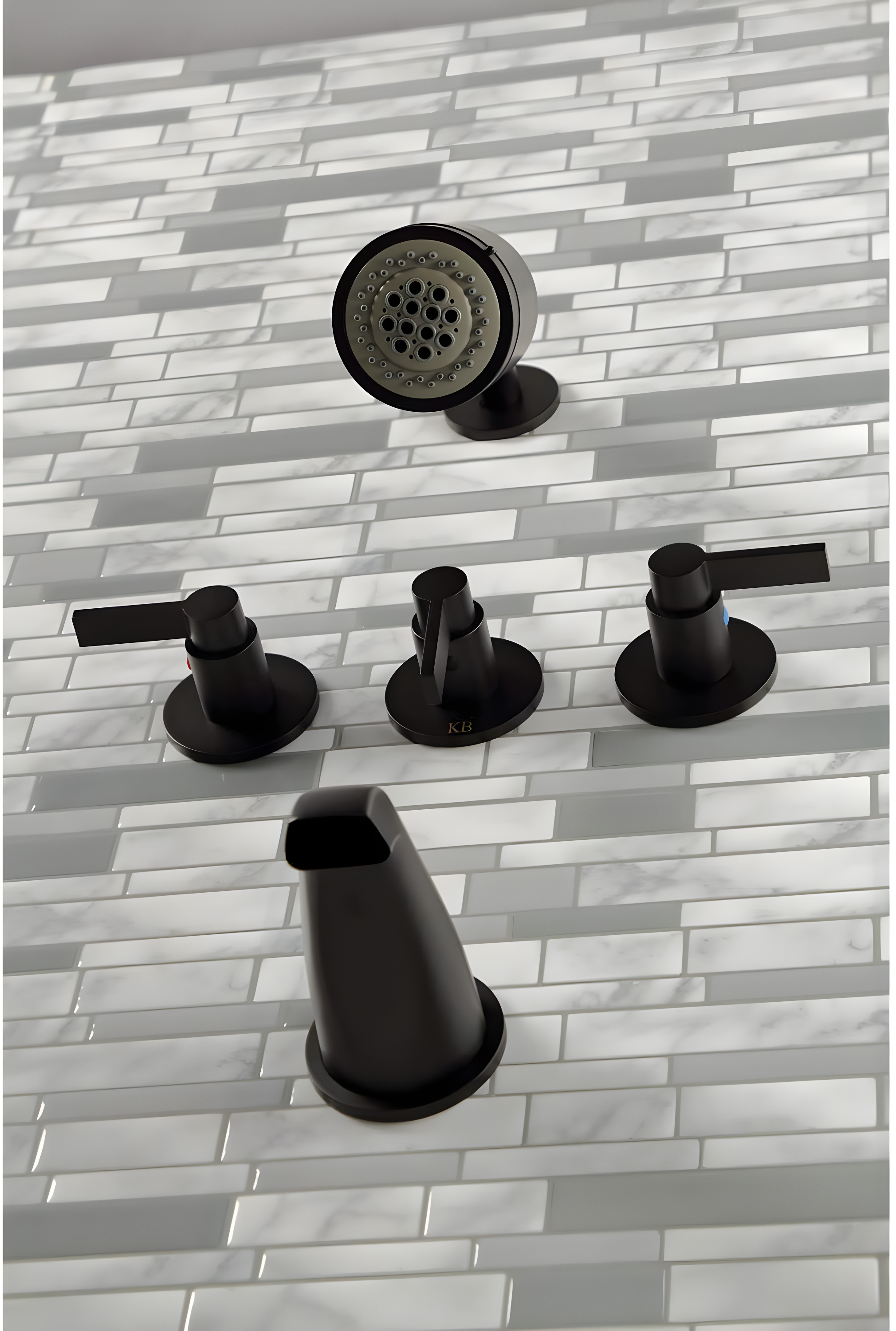 Kingston Brass NuvoFusion Triple-Handle Tub and Shower Faucet