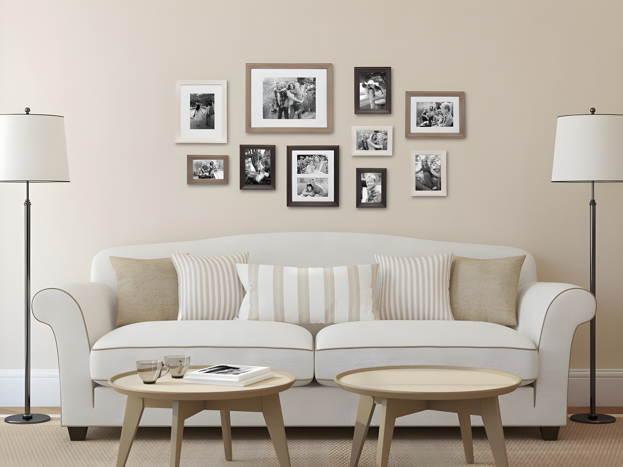 10pc Bordeaux Frame Box Set White/Black/Natural Wood - Kate and Laurel: Wall Gallery Kit, Multi-Size Display