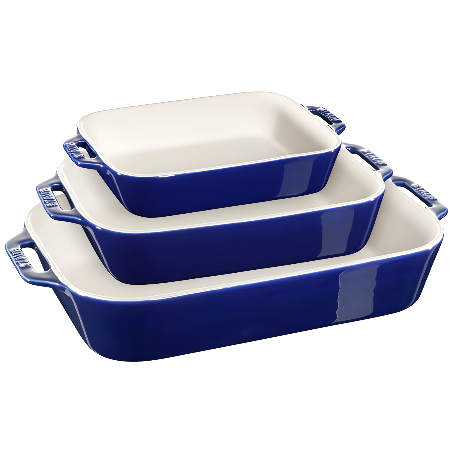 Staub Dark Blue Rectangular Bakers, Set of 3
