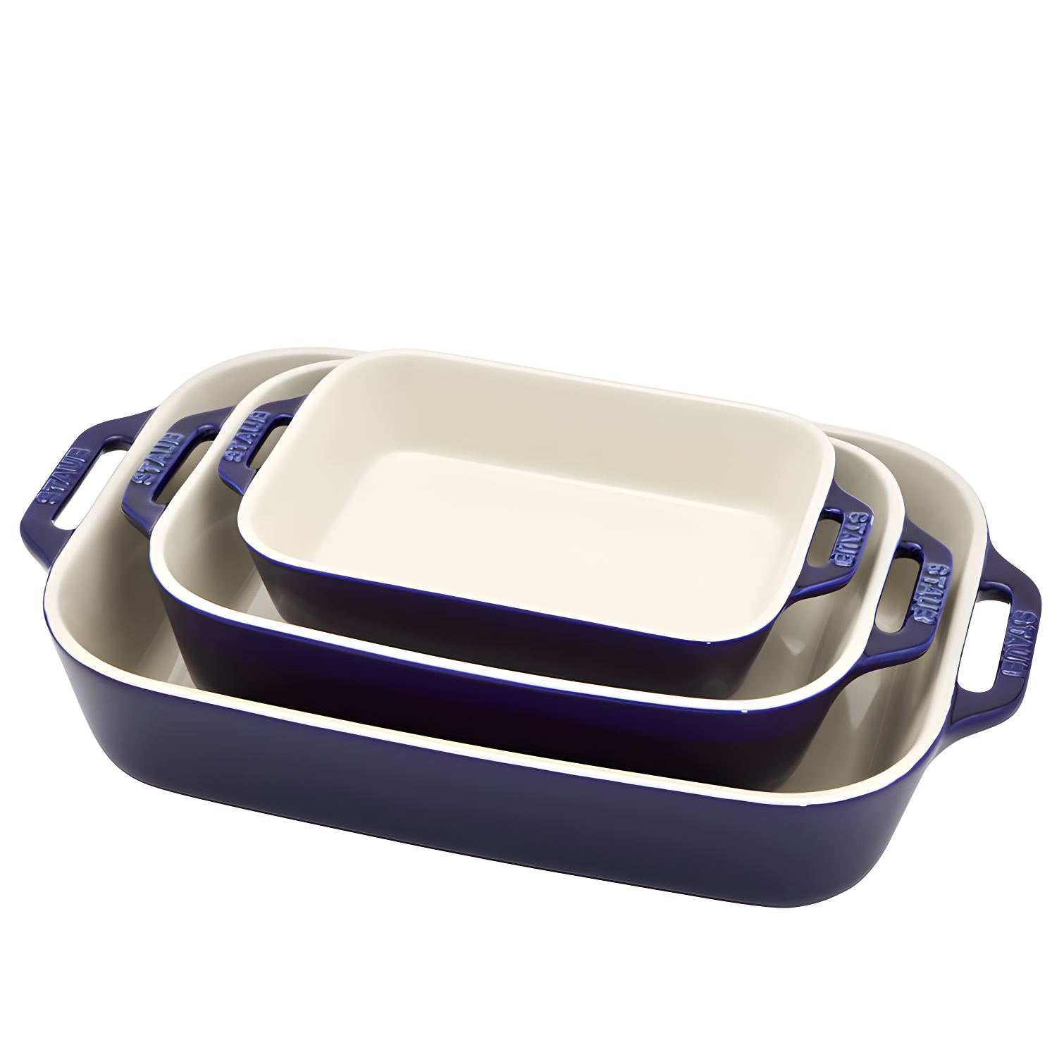 Staub Dark Blue Rectangular Bakers, Set of 3