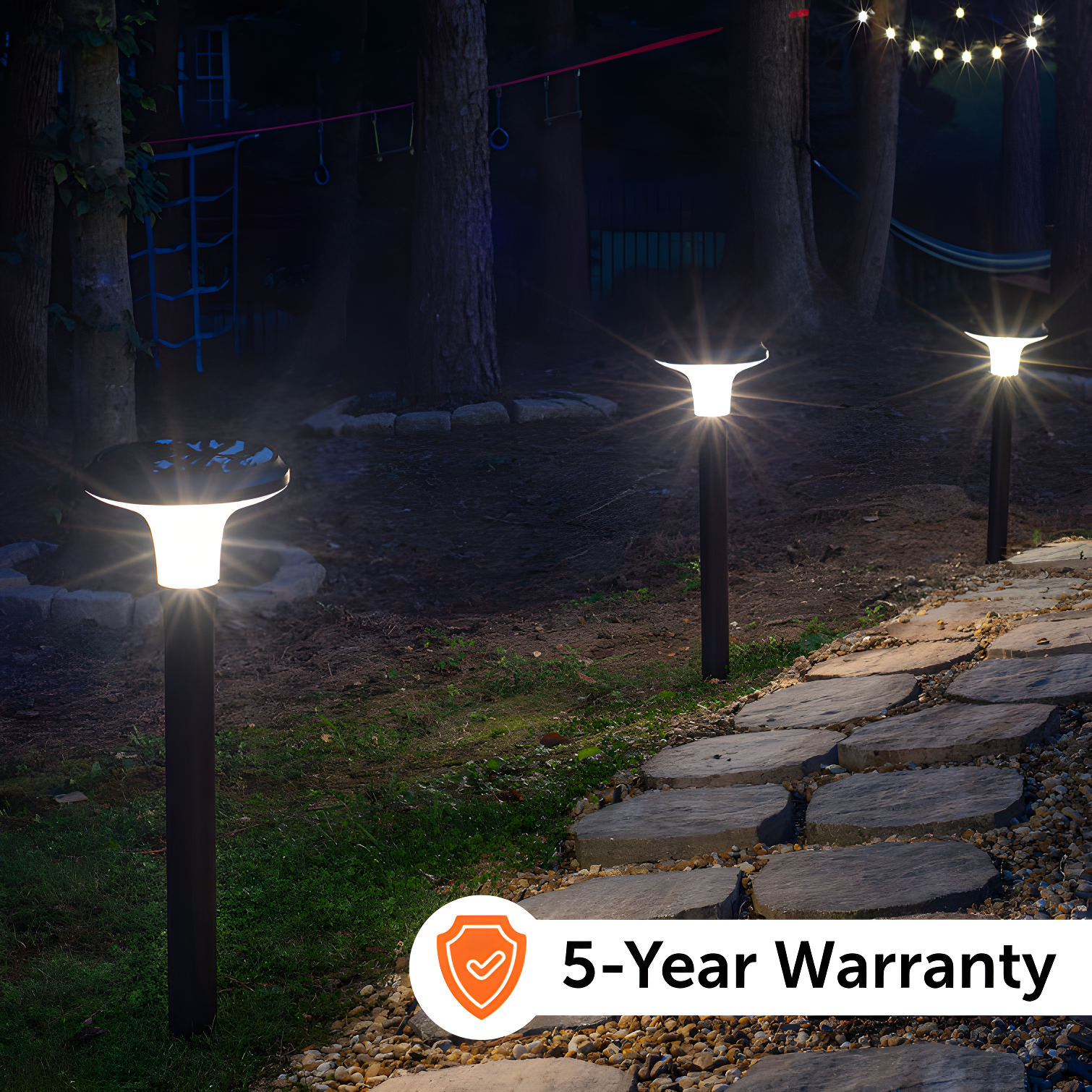 Vantage Solar Commercial Graded Black Warm White LED Pathway Bollard Light