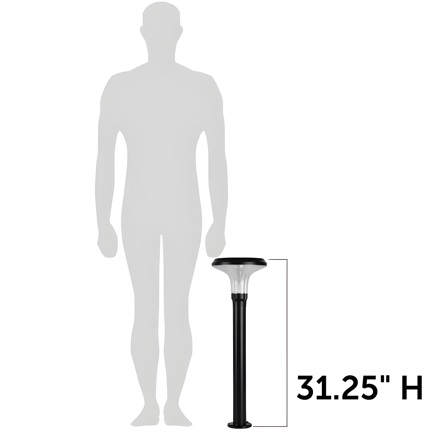 Vantage Solar Commercial Graded Black Warm White LED Pathway Bollard Light