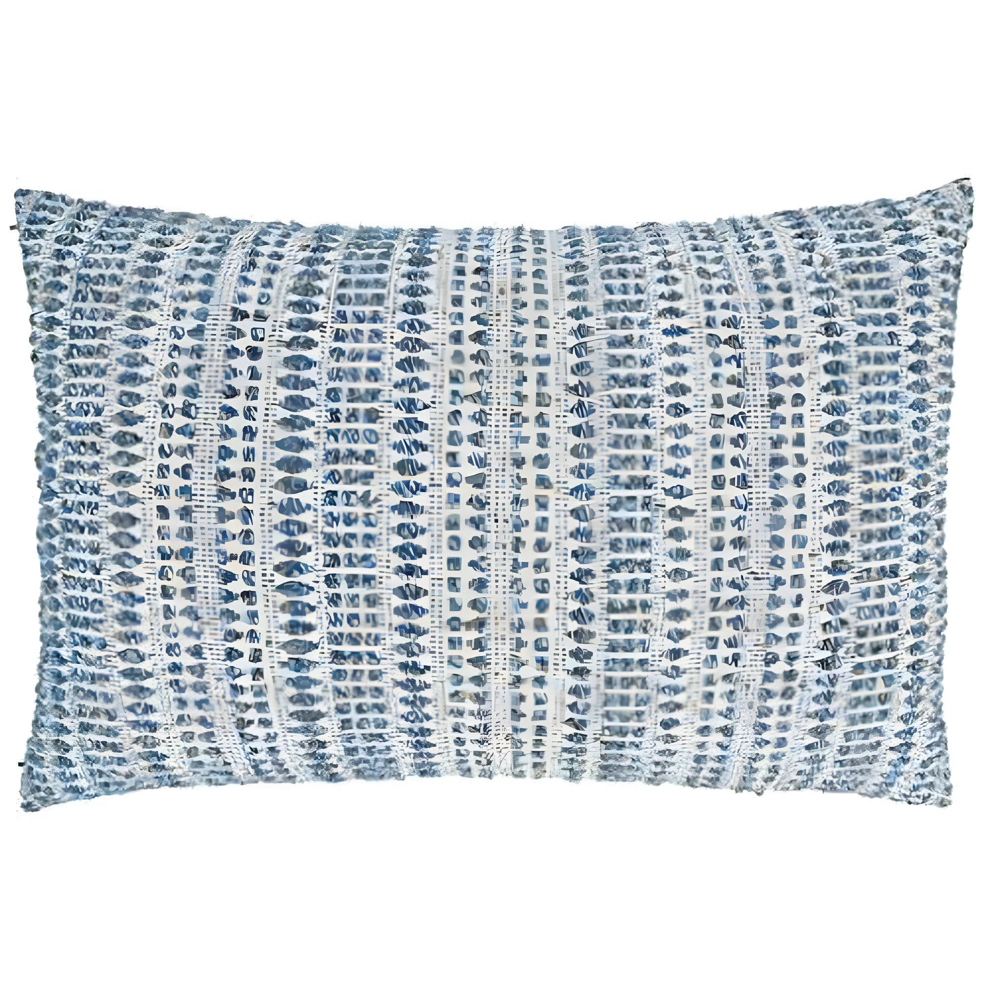 Saro Lifestyle Woven Line Throw Pillow With Down Filling, Blue, 16" x 24"