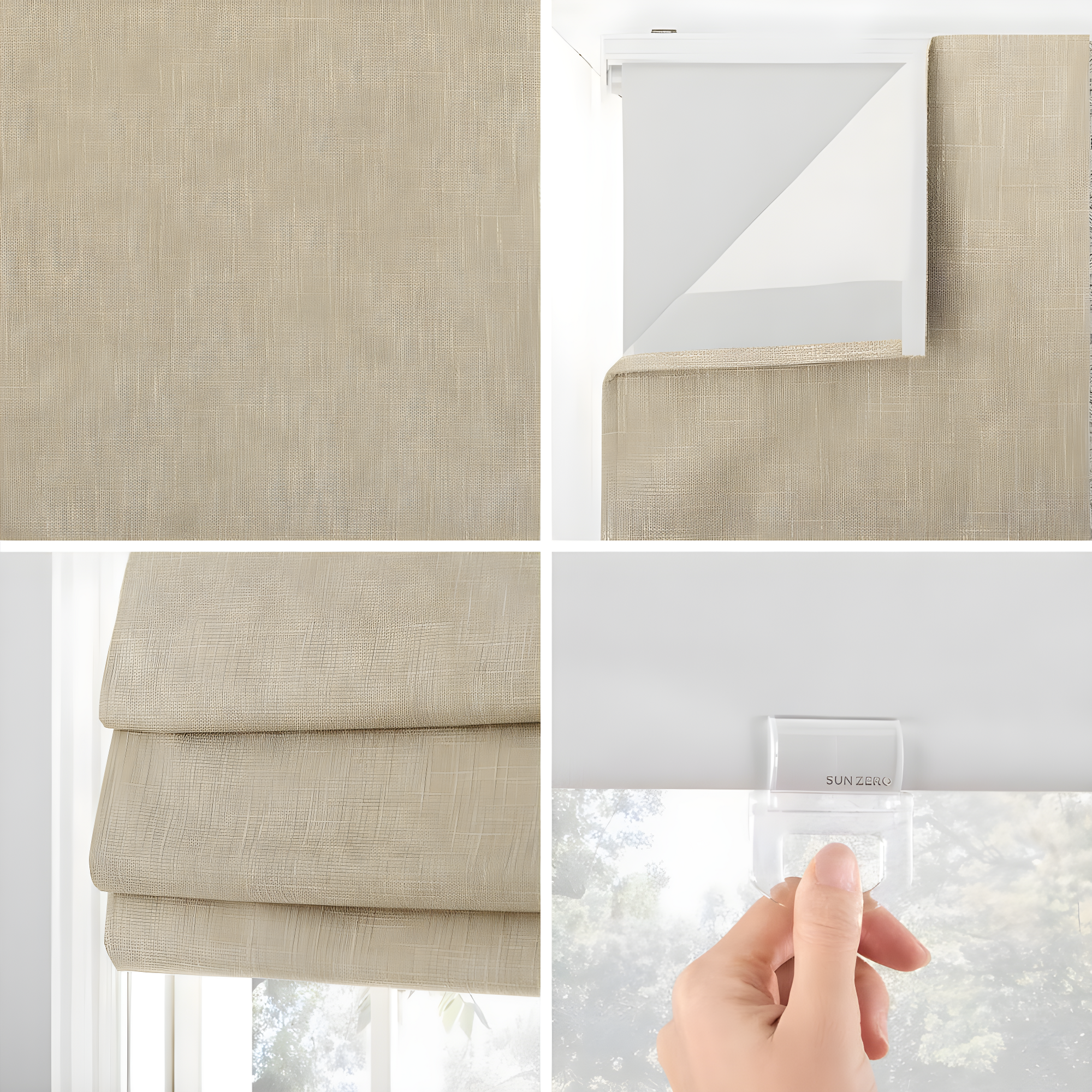 Sun Zero Pryer Textured 100% Blackout Cordless Roman Shade