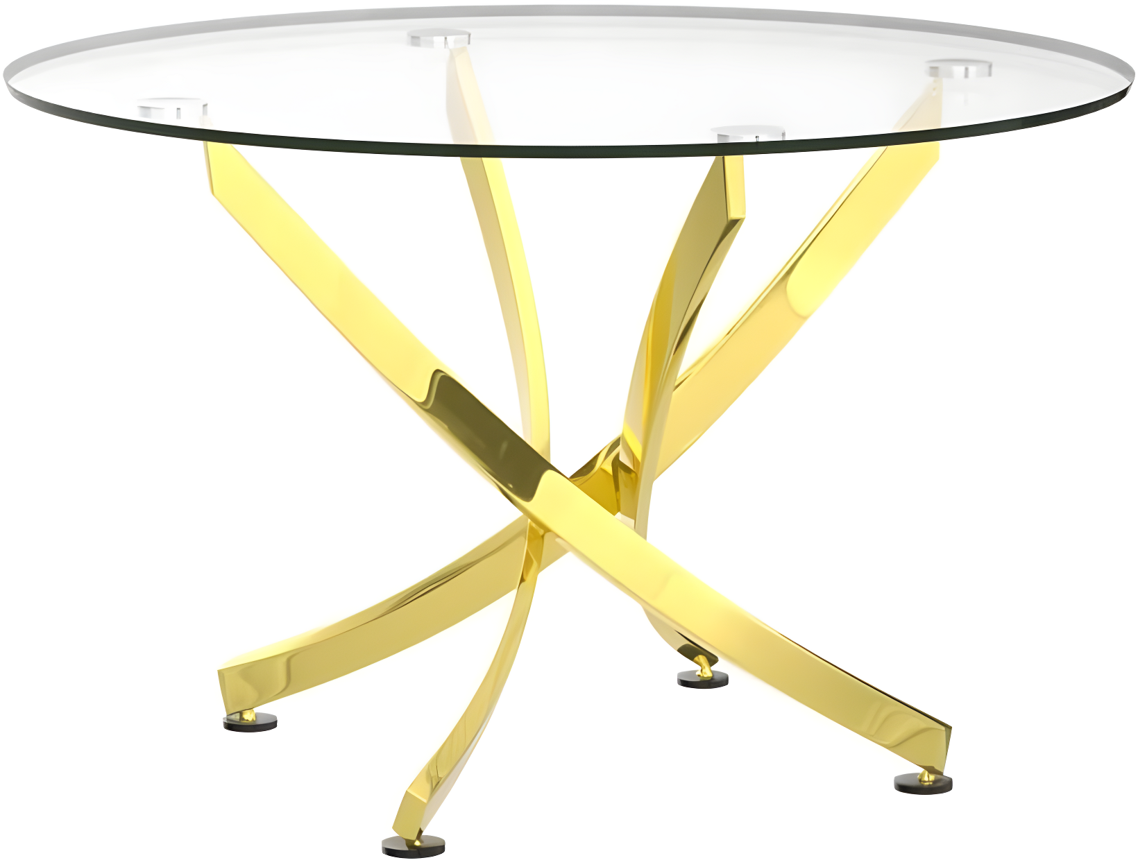 Beckham Round Dining Table Brass and Clear