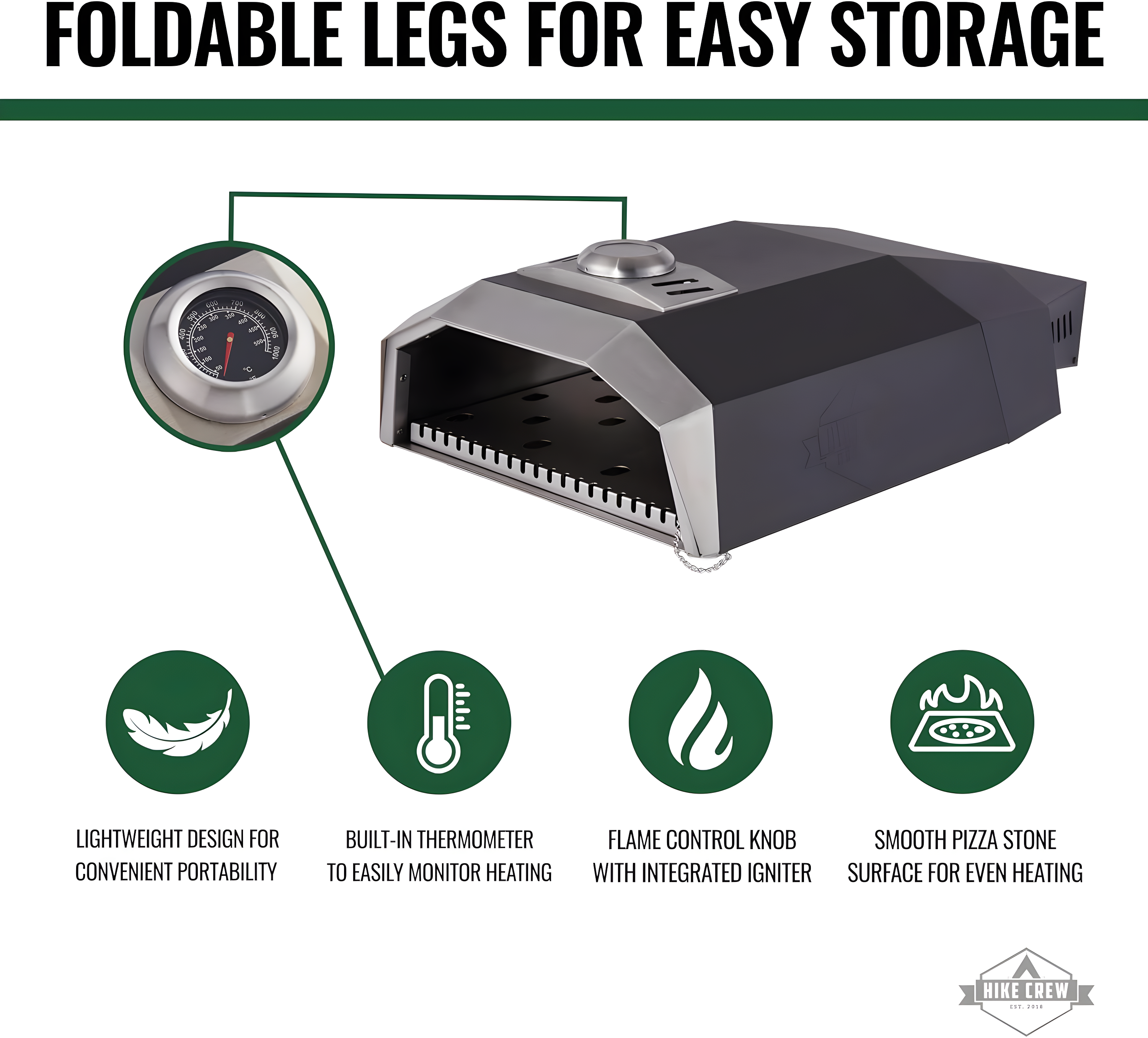 Hike Crew Stainless Steel Free Standing Pizza Oven