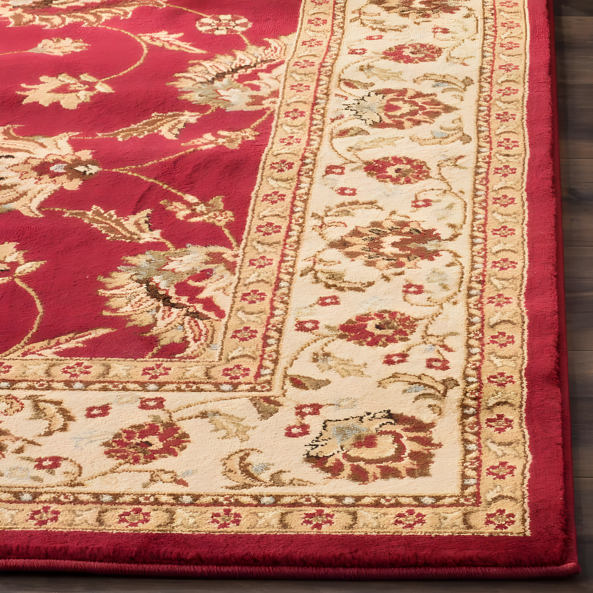 Lyndhurst LNH553 Power Loomed Area Rug - Red/Ivory - 5'3"x7'6" - Safavieh