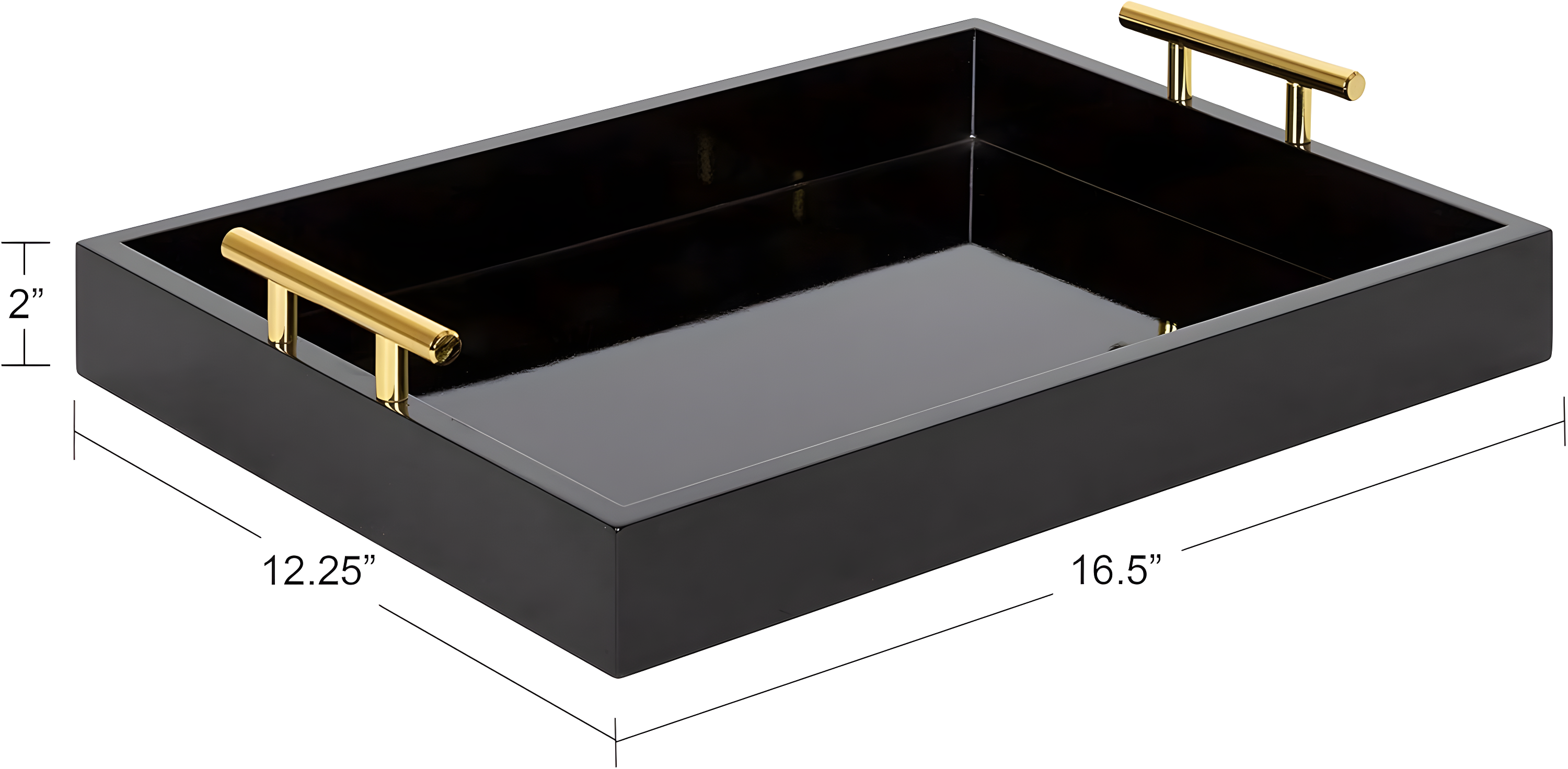 Kate and Laurel Lipton Tray, 16.5x12.25, Black and Gold