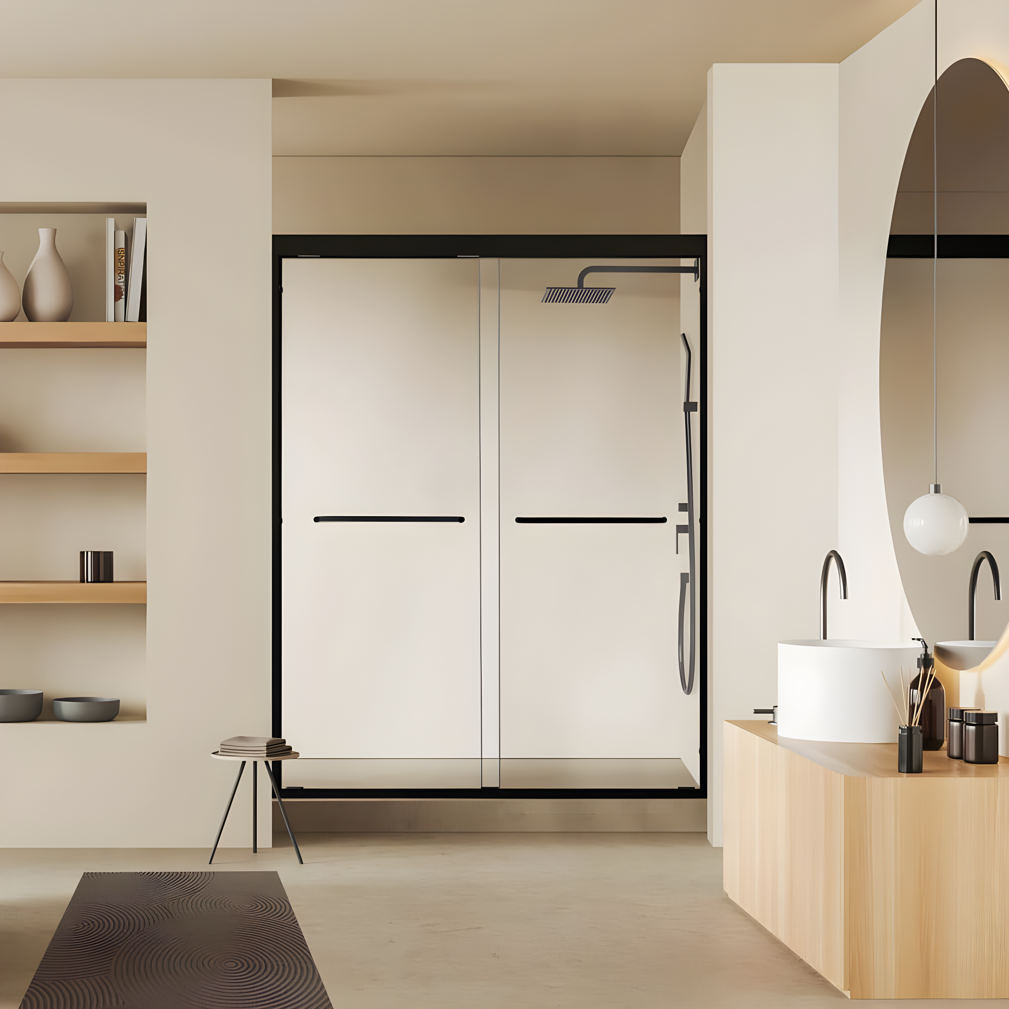 Ennis 60" W x 76" H By Pass Framed Shower Door with Clear Glass