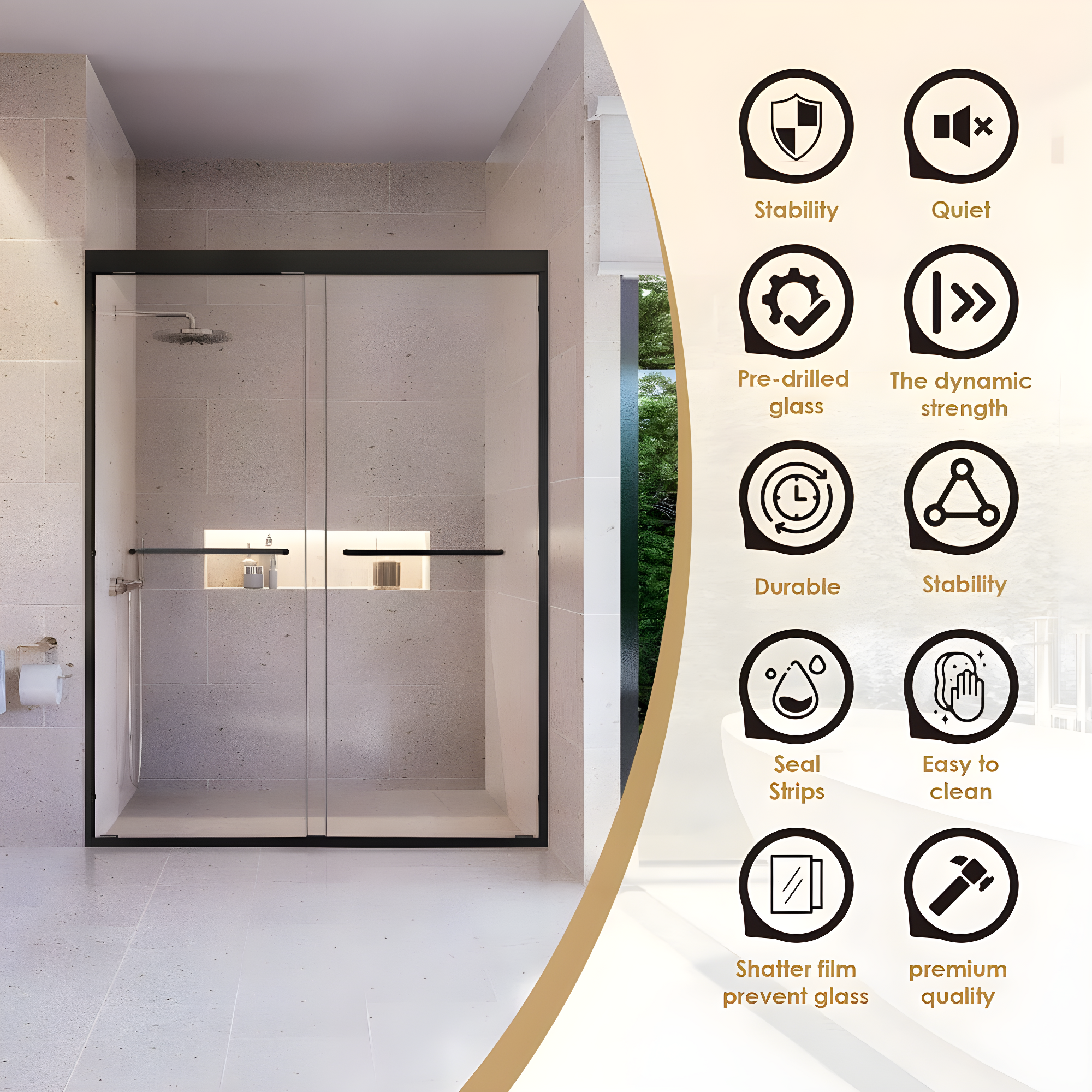 Ennis 60" W x 76" H By Pass Framed Shower Door with Clear Glass