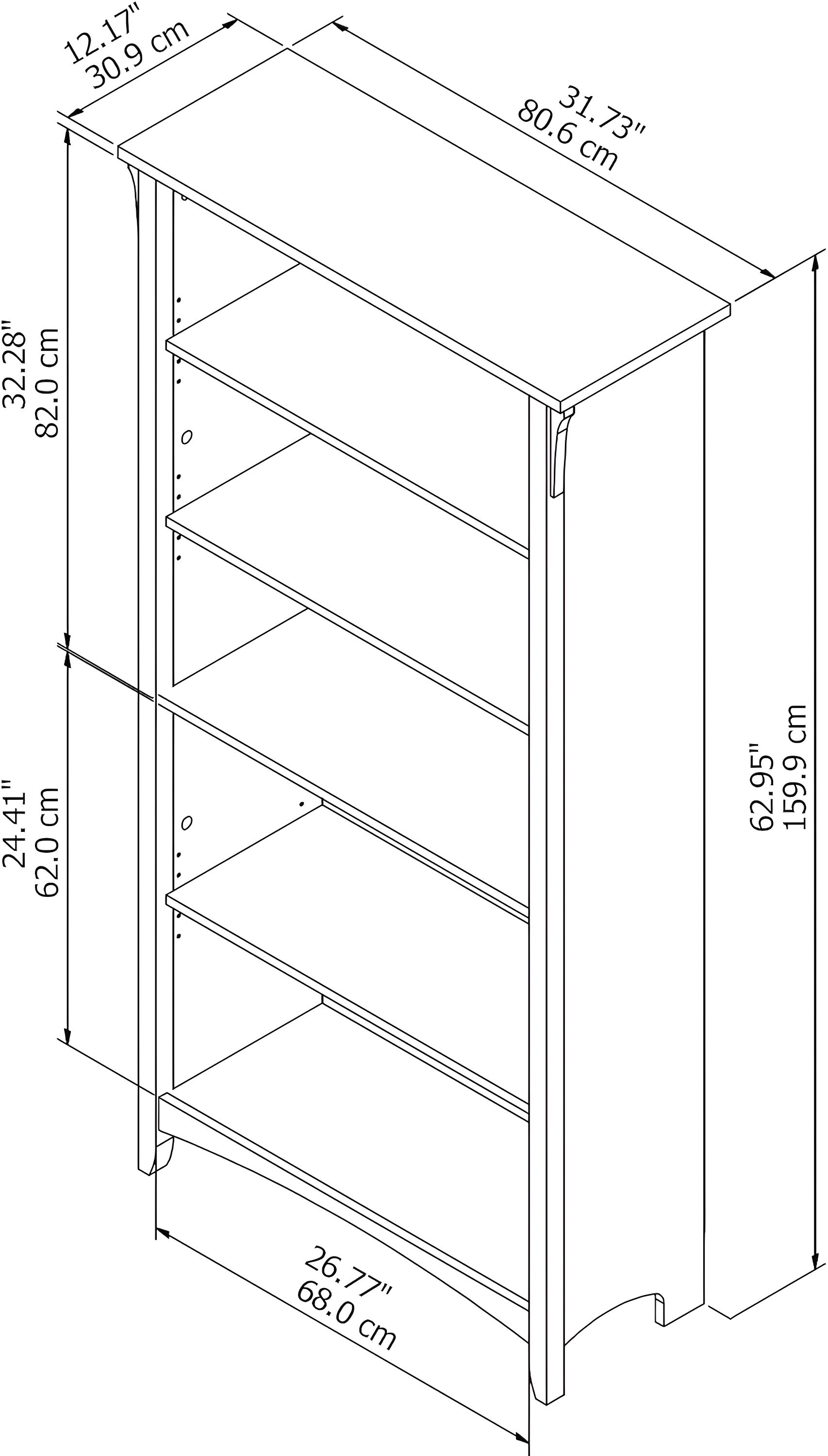 Khadesha 5 Shelf 63" Standard Bookcase